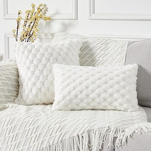 Miniatura 7 de Yaertun Paquete de 2 fundas de cojín decorativas, súper suaves y acogedoras, de piel sintética, de lujo, para sofá, cama, sala de estar, 24 x 24