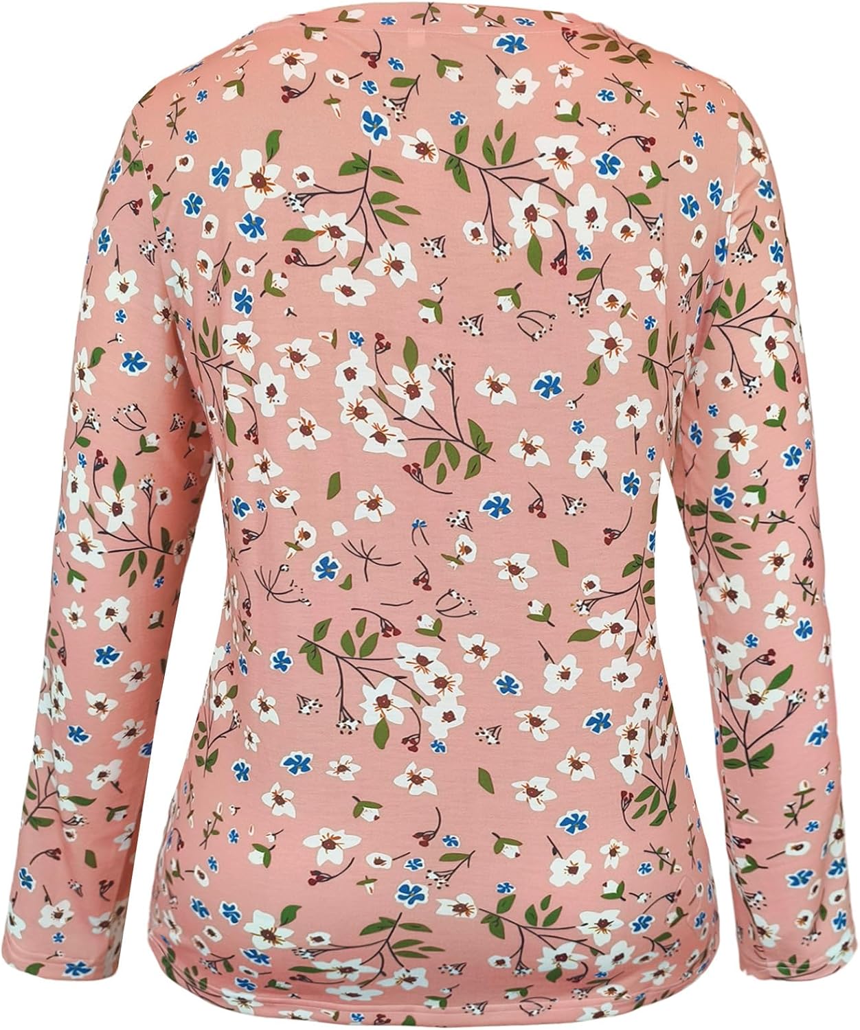 JomeDesign Womens Tops Long Sleeve Shirts Round Neck Loose Casual Blouses Floral Print Tshirts - Image 2