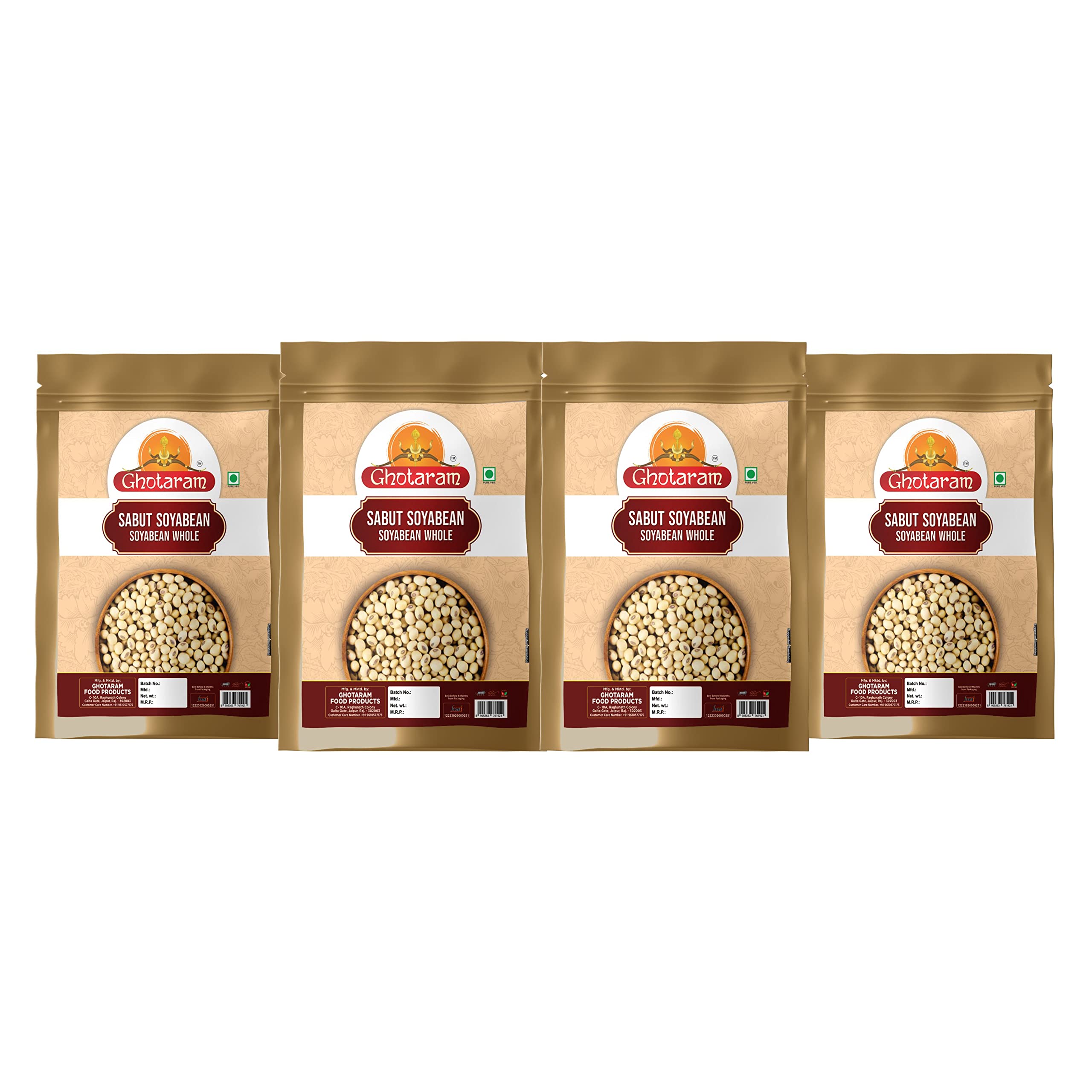 Ghotaram Naturally Grow Whole Sabut Miracle Bean Soyabean Rich Source of Omega-3 Fatty Acids/Soja Bean/Soya Bean||Glycin Max/Soya/Soy High in Fibre-3920g(980g*4Pkt)