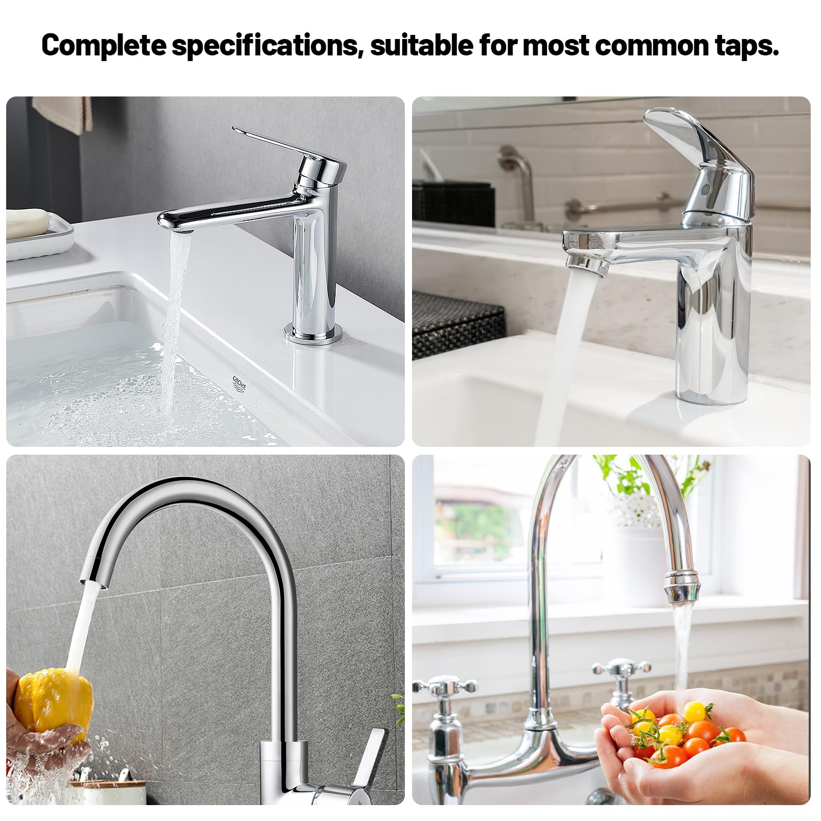 16 Pezzi Adattatore Rubinetto in Metallo per Filtro Acqua Rubinetto Cucina Filettatura Esterna e Doppio Rubinetto Riduttore