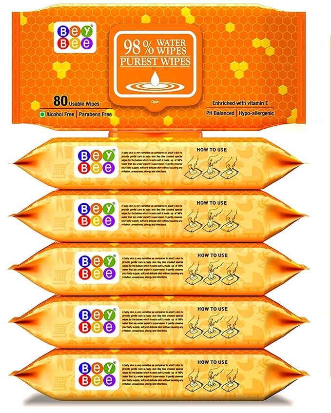 Bey Bee Wet Wipe Tissues (6 Packs 480 Baby Water Wipes)