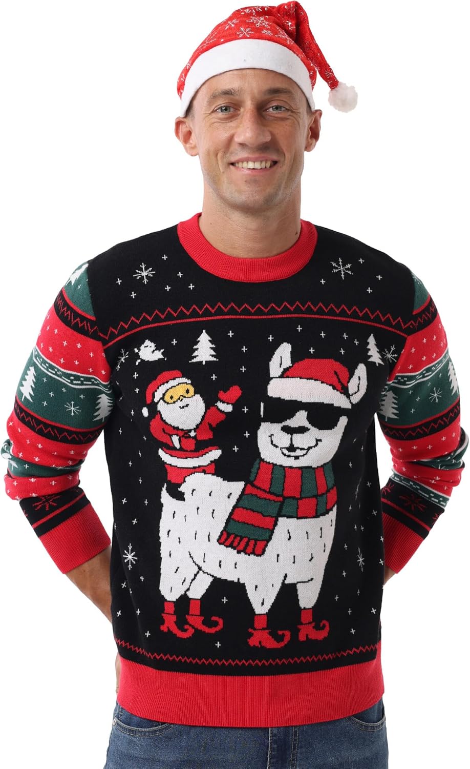 Askdeer Men's Ugly Christmas Sweater Soft Casual Xmas Pullover Classic Knitted Crewneck Sweaters with Ribbing Edge