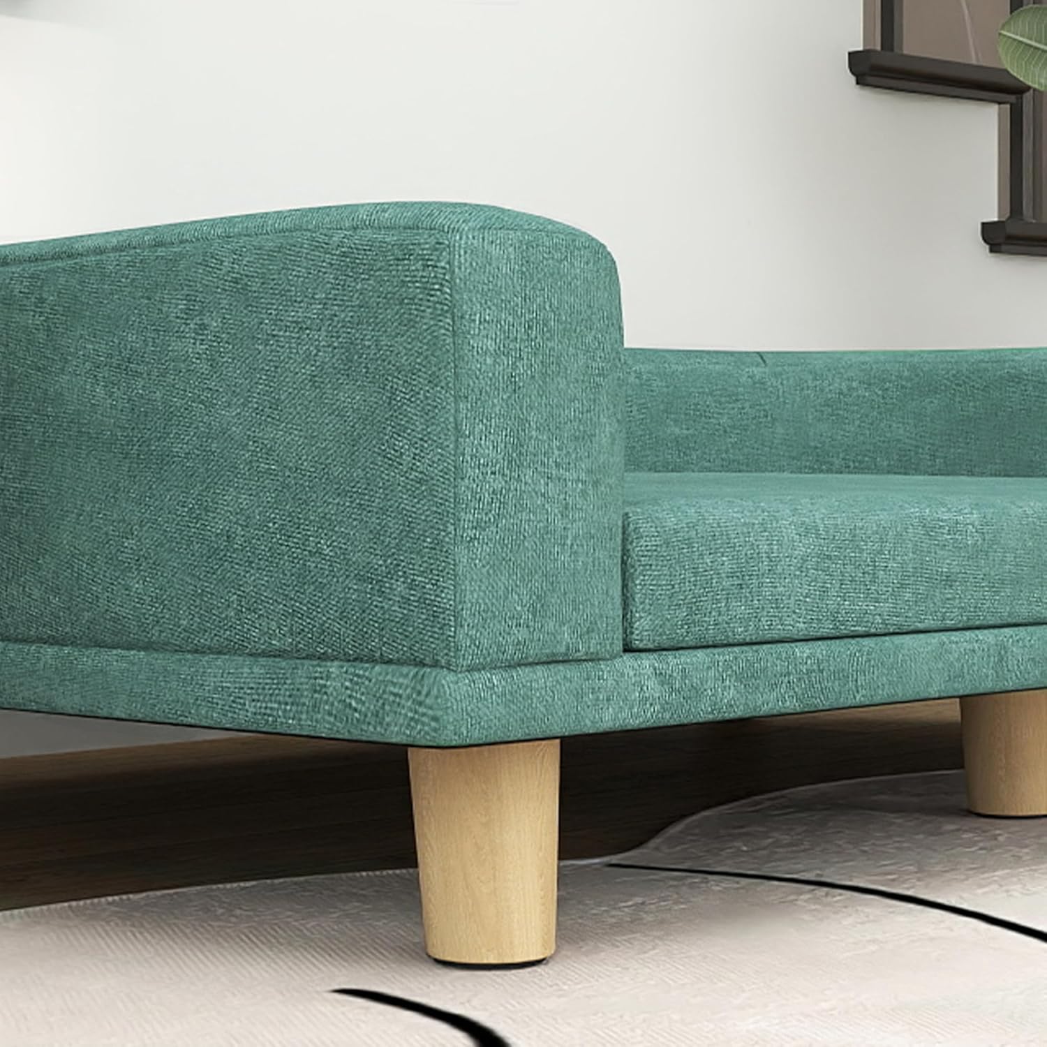 Green Elevated Dog Sofa Couch with Wooden Legs