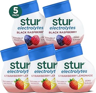 Stur Liquid Water Enhancer | Electrolyte Variety Pack | Naturally Sweetened | High in Vitamin C & Antioxidants | Sugar Free | Zero Calories | Keto | Vegan | 5 Bottles, Makes 90 Drinks
