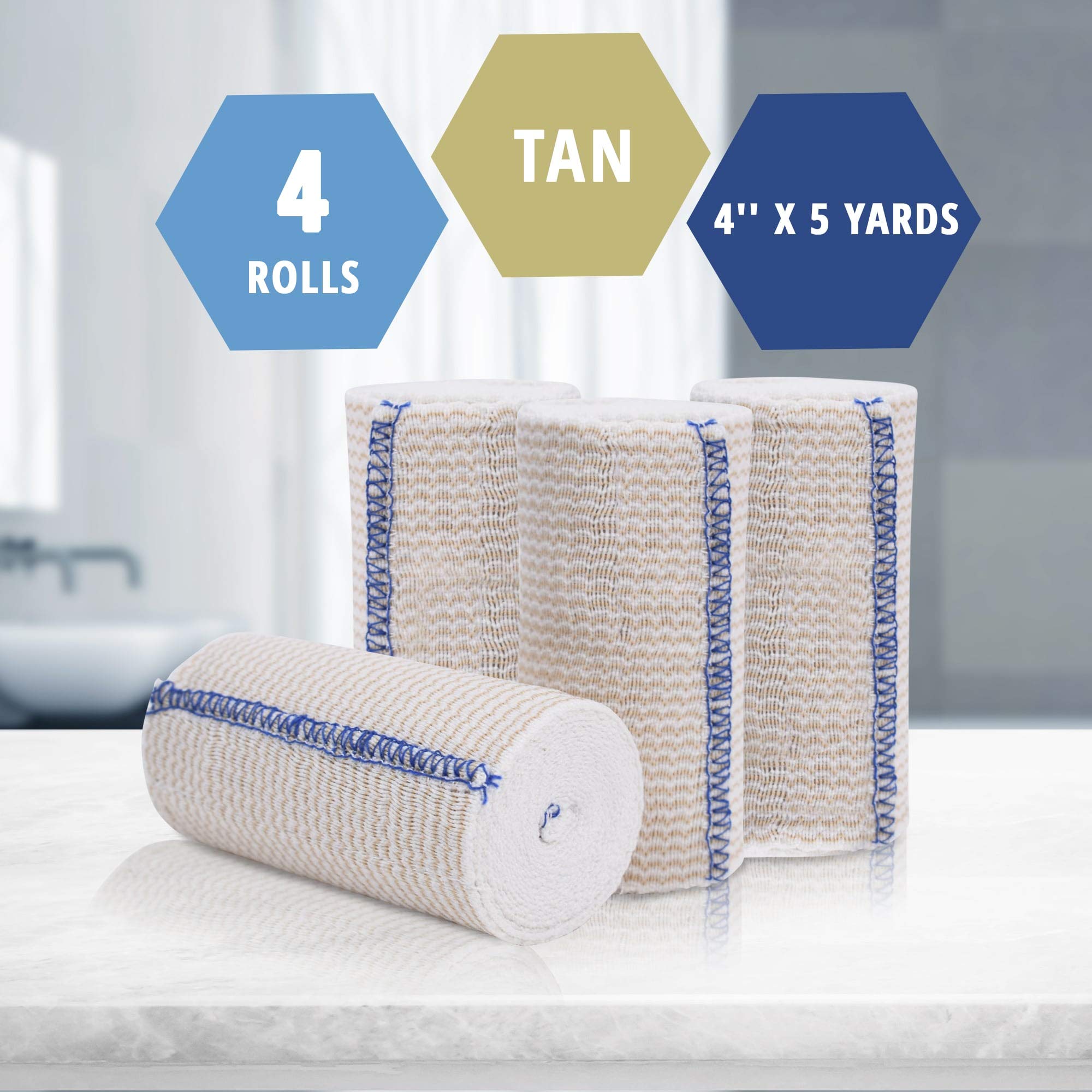 MED PRIDE Elastic Bandages with Velcro,Latex-Free,Breathable,4"x5 yd,4-Pack — Amazon image 2