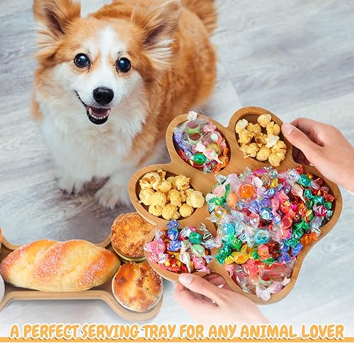 Miniatura 3 de Sintuff 2 bandejas de bambú con forma bonita para servir charcutería, suministros para fiestas, platos de madera natural, para regalos, plato de