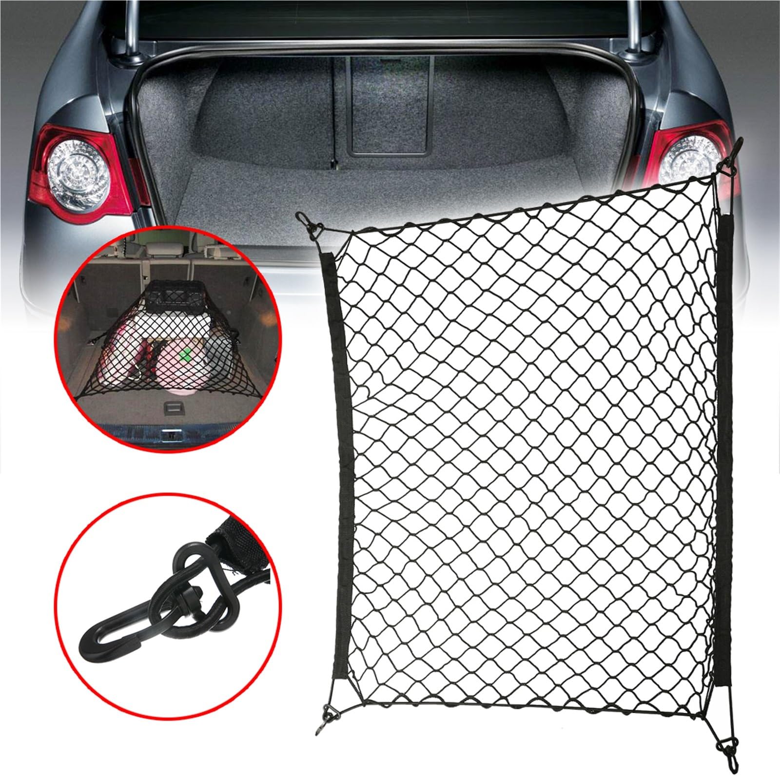 Kofferraum Netz Gepäcknetz for Auto | Universeller elastischer Gepäck-Organizer for den hinteren Kofferraum, Nylon-Mesh-Innenraum