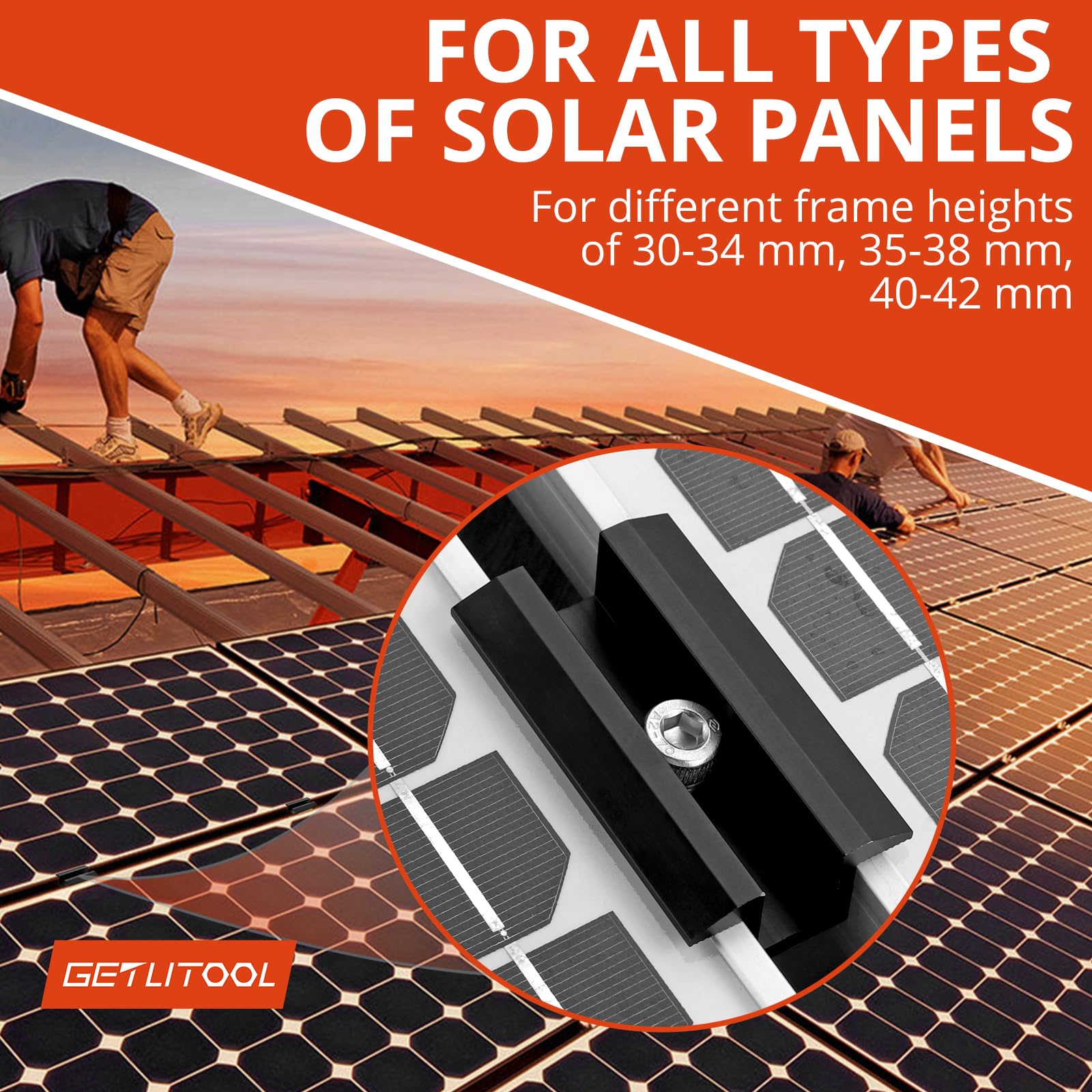 GETLITOOL Set Rails 12cm en Verstelbare Klemmen voor 4 Zonnepaneel met