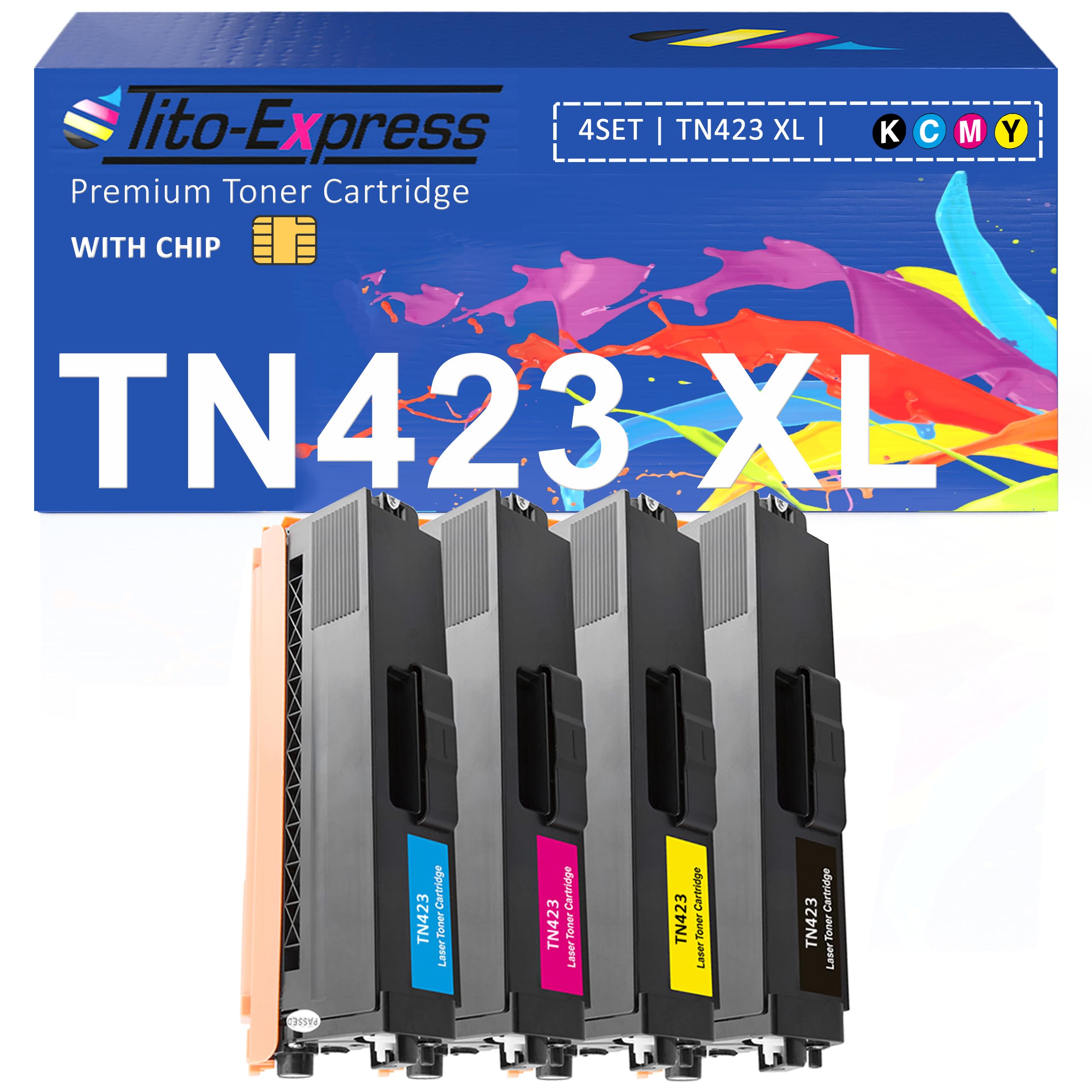 TN423 TN421 XL compatibile con toner Brother TN-423 TN-423BK TN-421 MFC-L8690CDW MFC L8900CDW DCP-L8410CDW MFC-L8900CDW HL-L8260CDW HL-L8360CDW TN-423cmyk nero, magenta, giallo, ciano, confezione da 4