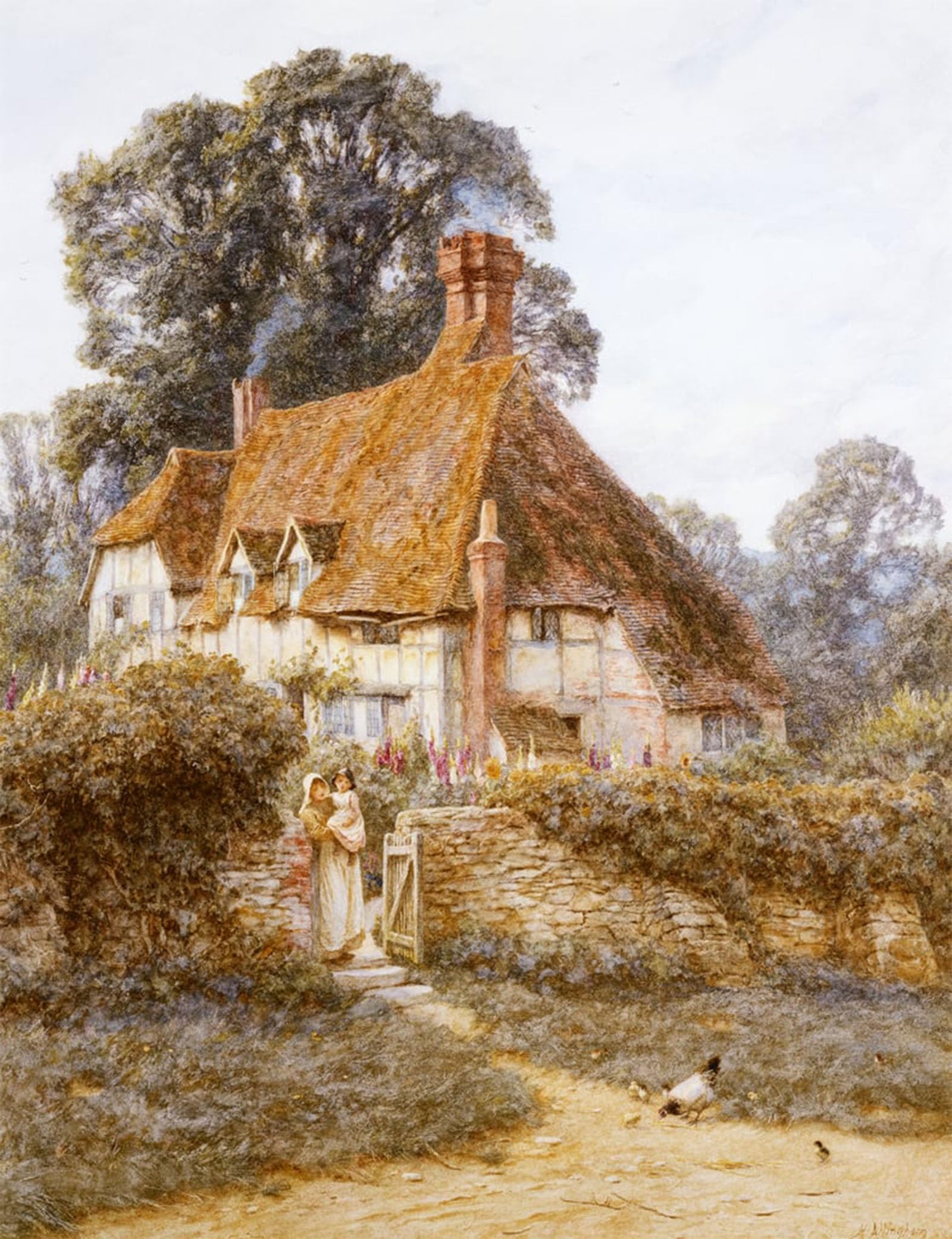 ARTXLXXBN Famous Painting Canvas Artwork Graffiti Print Near Witley Surrey by Helen Allingham Portrait Canvas Image for Home Decor 60x90cm