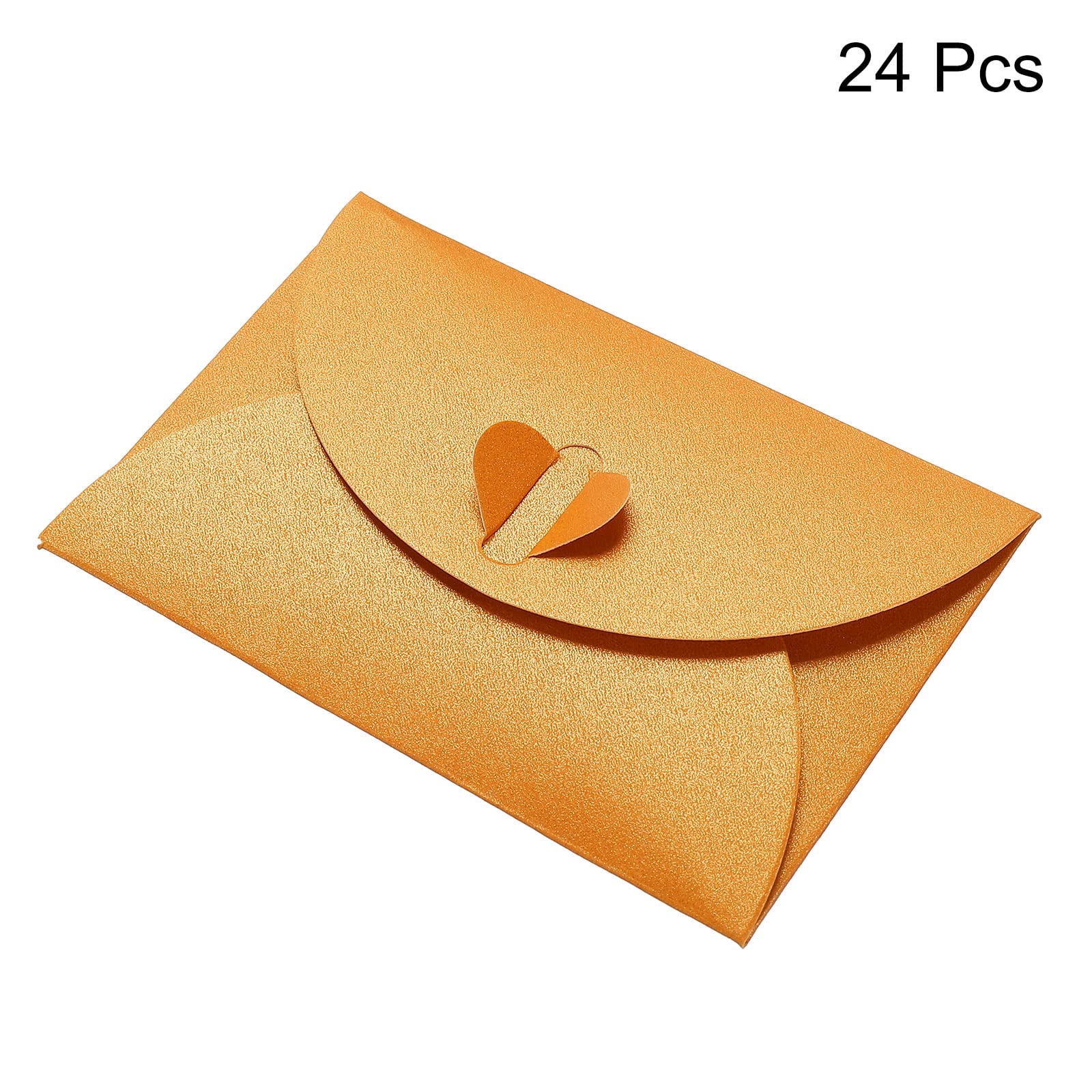 PATIKIL Mini Envelopes, 24 Pack Heart Clasp Tiny Items Storage Cute Present Card Holder for Wedding Greeting Party Orange - Image 3