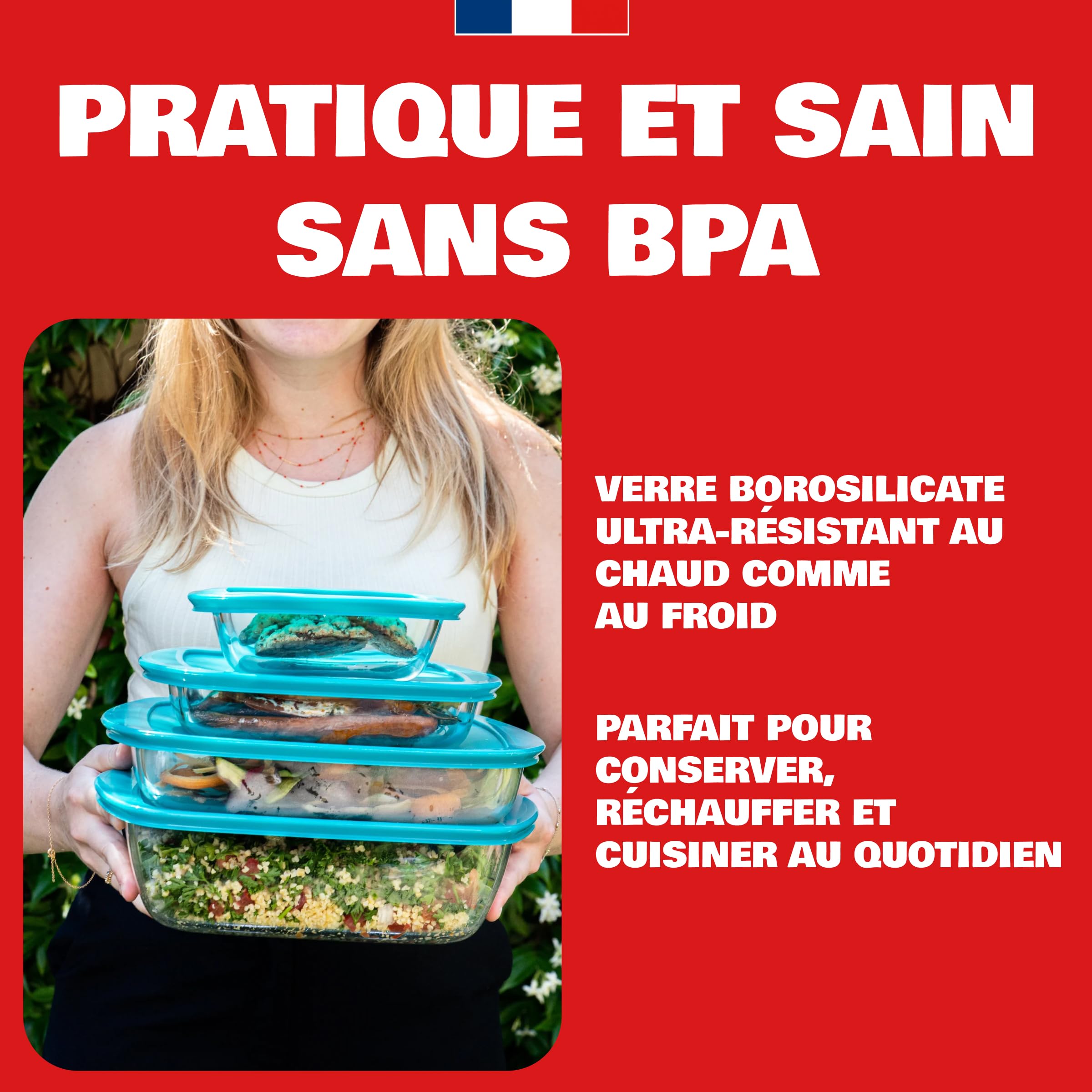 Pyrex - Plat à Four 40x27- Plat en Verre avec Couvercle Rectangulaire Vert - Profond et Empilable avec Poignées Pratiques 2 en 1 - Verre Borosilicate - Ustensile de Cuisine - Fontaines avec Poignées