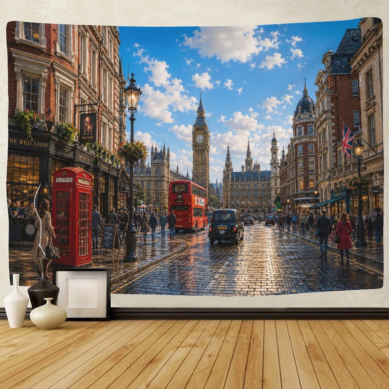 GPMNBCXZK London Big Ben Street View 3D Print Tapestry for Bedroom Wall Art Decor Tapestries Poster Curtain Bedroom Dorm 150cmx200cm