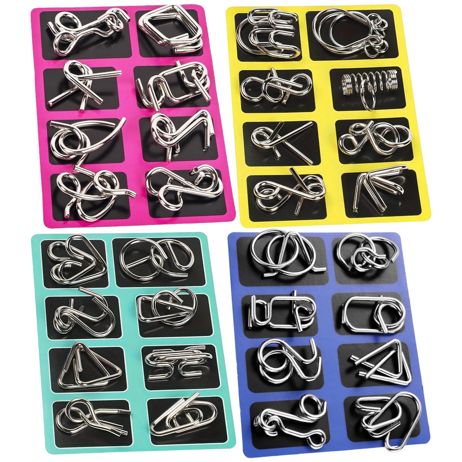 32Pcs Metal Brain Teaser Puzzles Toy, Funny Steel Iq Games, Difficult Brain Teaser Wire Puzzle for Adults, Physics Mind Metal Puzzles, Iq Test Toy Mind Game for Boys Girls Adults Challenge Gifts
