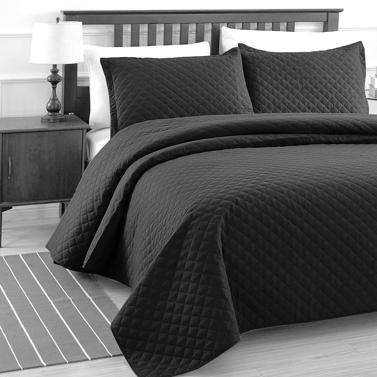 Amazon｜Luxe 寝具 3点セット 特大 キルト風 ベッドカバー 一式 Full