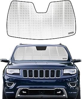 Windshield Sun Shade for Jeep Grand Cherokee 2014-2021. Reflective Aluminum Film Front Window Sunshade - BLAZBLOCK B