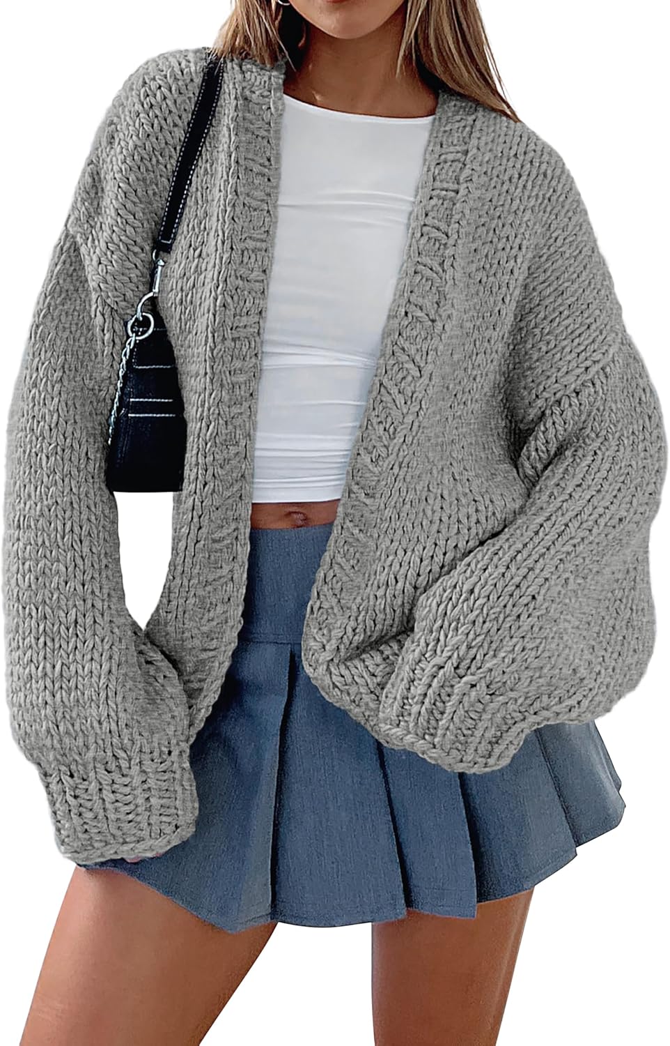 dowerme Women's Oversized Cardigan Sweaters 2025 Fall Fashion Open Front Long Sleeve Outerwear Chunky Knit Winter Coats