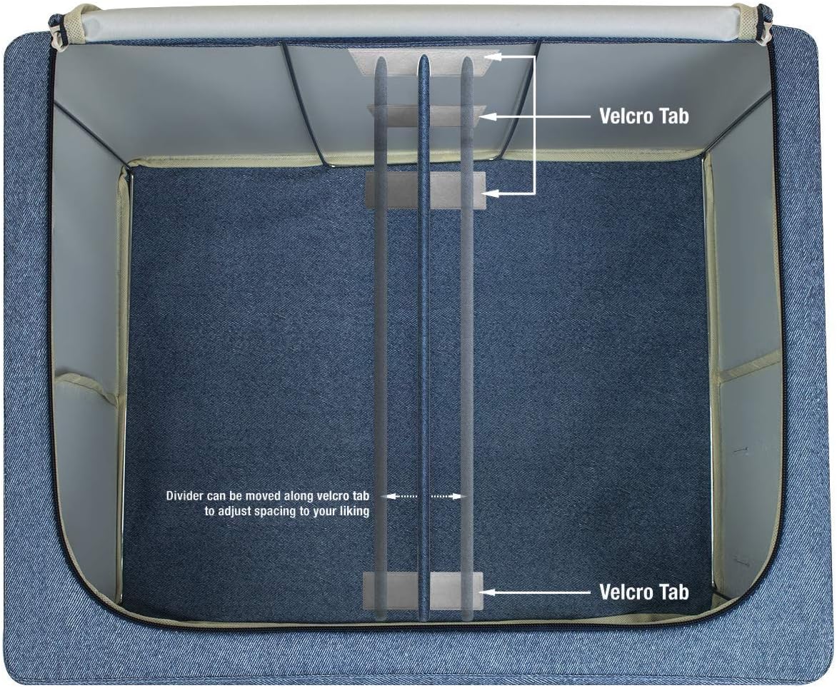 Sorbus Storage Bins with Divided Interior - Large Stackable & Foldable Organizer Containers with Metal Frame, Oxford Fabric, Large Window & Carry Handles - Organization for Bedroom, Linens & Clothes