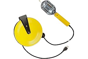 Retractable 60W Incandescent Work Light for Garage with 12' Retractable Cord