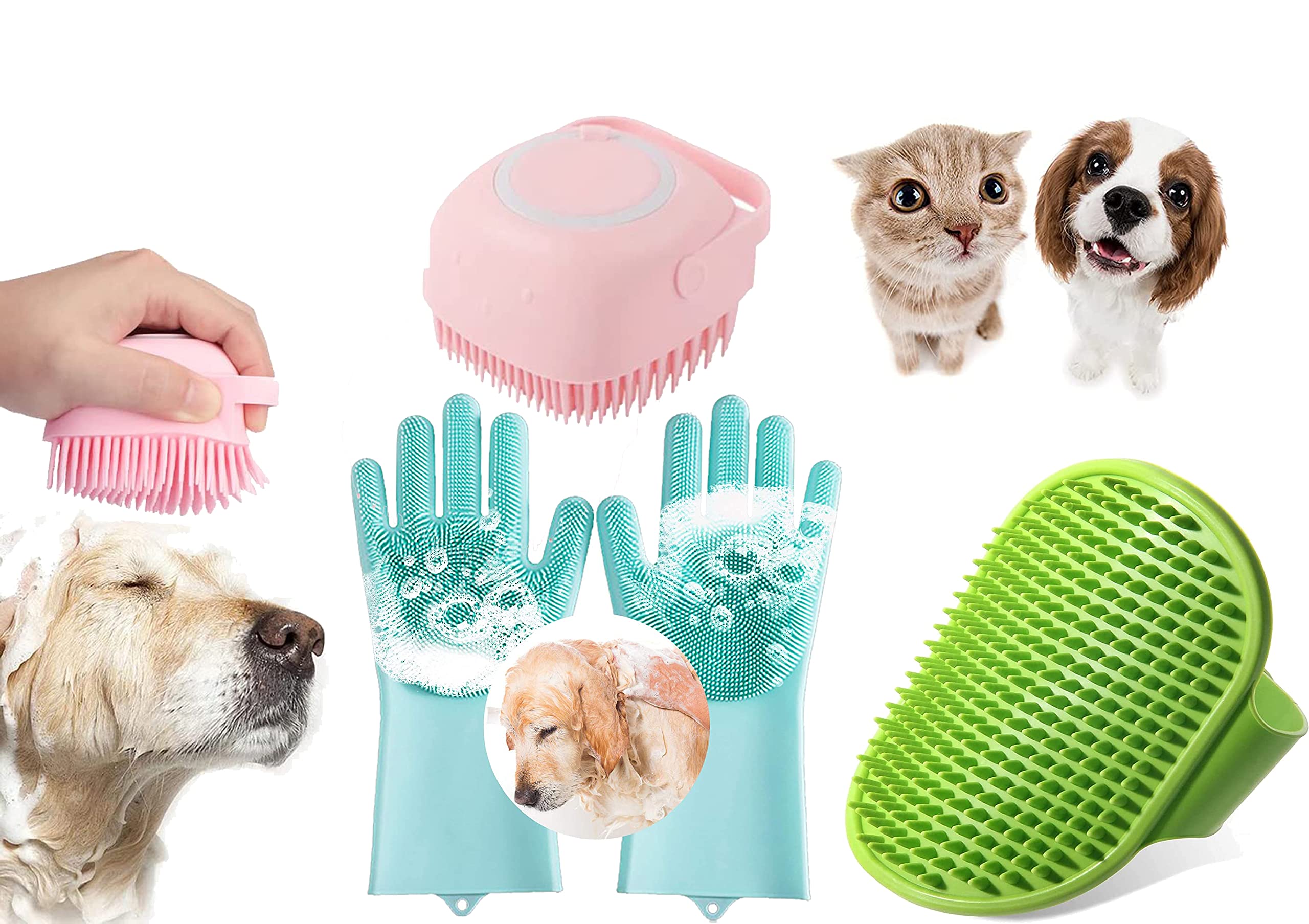 Style Keepers Combo Of 3 Pcs Silicone Dog Bathing Hand Gloves (Pair) & Pet Dog Bath Brush Soft Silicone Shampoo Massage Brush,Hair Fur Grooming Cleaning Brush Shampoo Dispenser For Dogs Cats Rabbit (B0BRJR42QM) Amazon Price History, Amazon Price Tracker