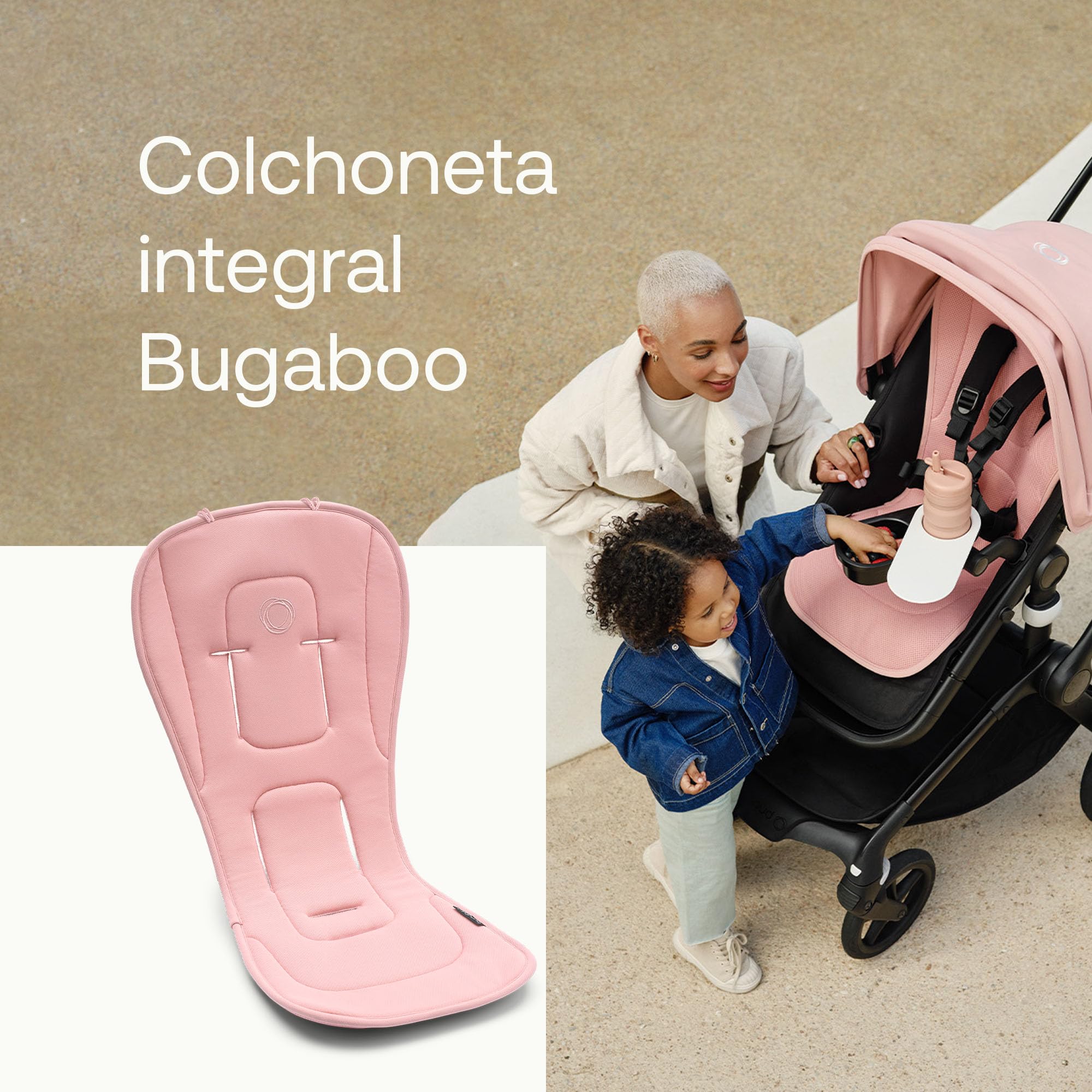 Bugaboo Colchoneta Doble Confort para carritos, Comodidad para todas las estaciones, Ajuste mejorado, Compatible con todos los carritos Bugaboo, Reversible, Malla 3D supersuave, Morning Pink — view 2