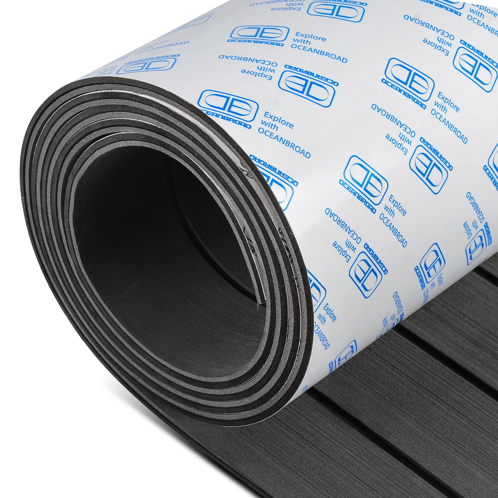 OCEANBROAD Boat Flooring EVA Foam Self-Adhesive 96''x45.6''/36''/28.8''/16.8'' Faux Teak Marine Boat Decking Sheet for Boats Pontoon Jon Boat Yacht Floor