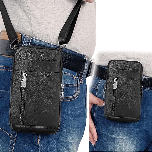Miniatura 5 de DOB SECHS Bolso cruzado de cuero para teléfono celular, bolso para teléfono celular, bolso para teléfono, bolsa para cinturón pequeño, bolsa de