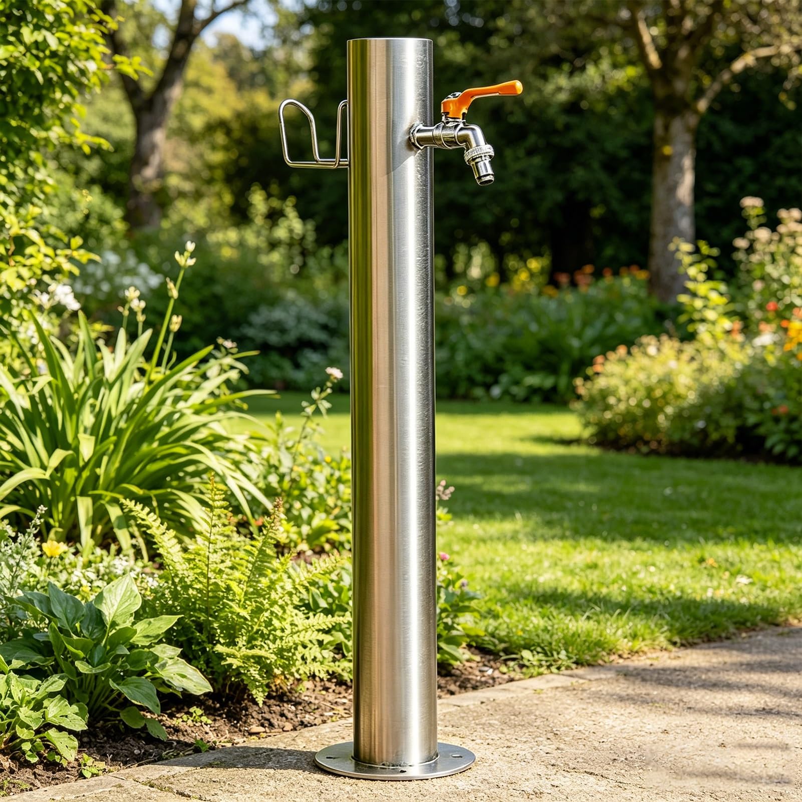Lonmrrton B Vertical Outdoor Faucet Freeze Proof Garden Water Column - 304 Stainless Steel Water Spigot Freestanding Hose Stand Yard Hydrant For Farmland Pasture Irrigation(,Height: 50Cm/19.7In)
