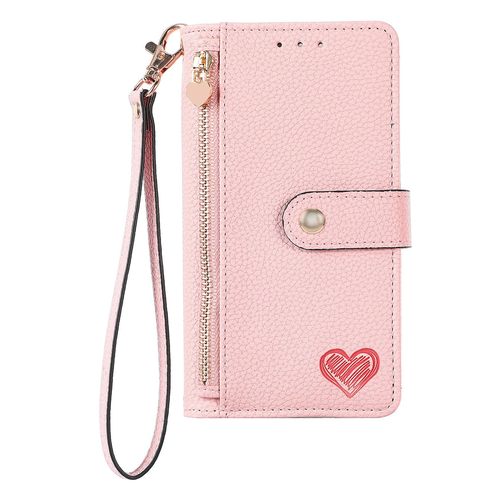 Zipper Wallet Case for vivo iQOO Neo8 Pro 5G Zipper Bag Love Flip Case Dermis PU Leather Girls Chic Shiny Magnetic with 7 Card Slots Stand Cover Shockproof Cover for vivo iQOO Neo8 Pro 5G,Pink