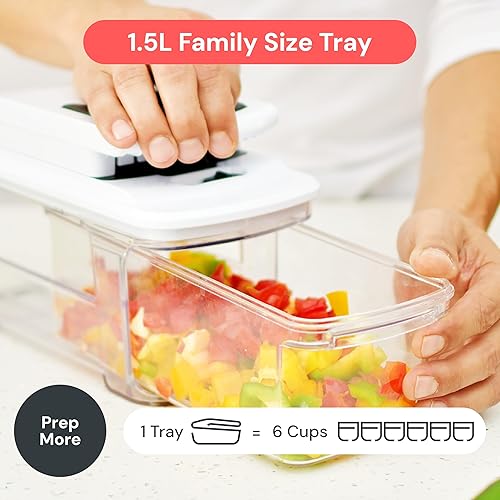 Fullstar XL Vegetable Chopper & Mandoline Slicer – Vegetable, Onion, Potato, Food, Veggie & Fruit Slicer, Dicer & Spiralizer with Pull-Out Catch Tray, Kitchen Gadgets & Gifts (6 in 1, Black/White)