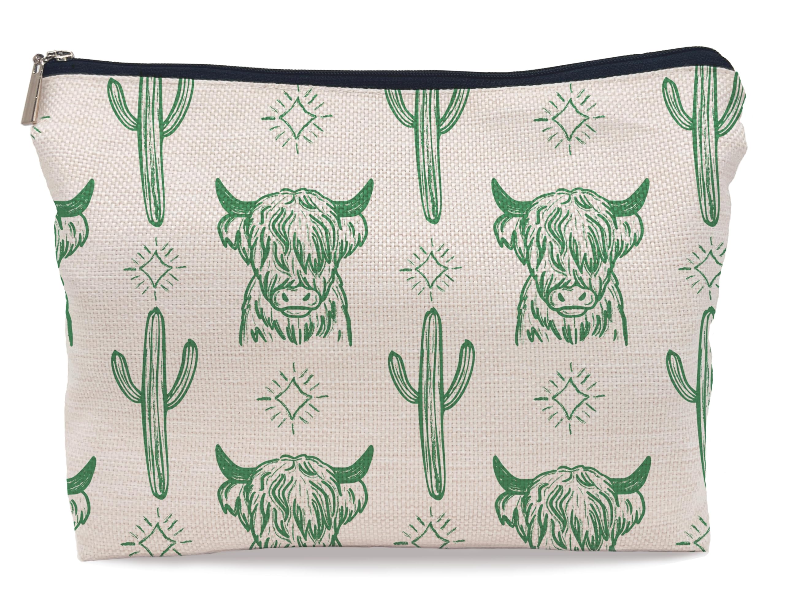 Lacosu Green Cow Makeup Bag - Cowgirl Stuff, Western Gifts