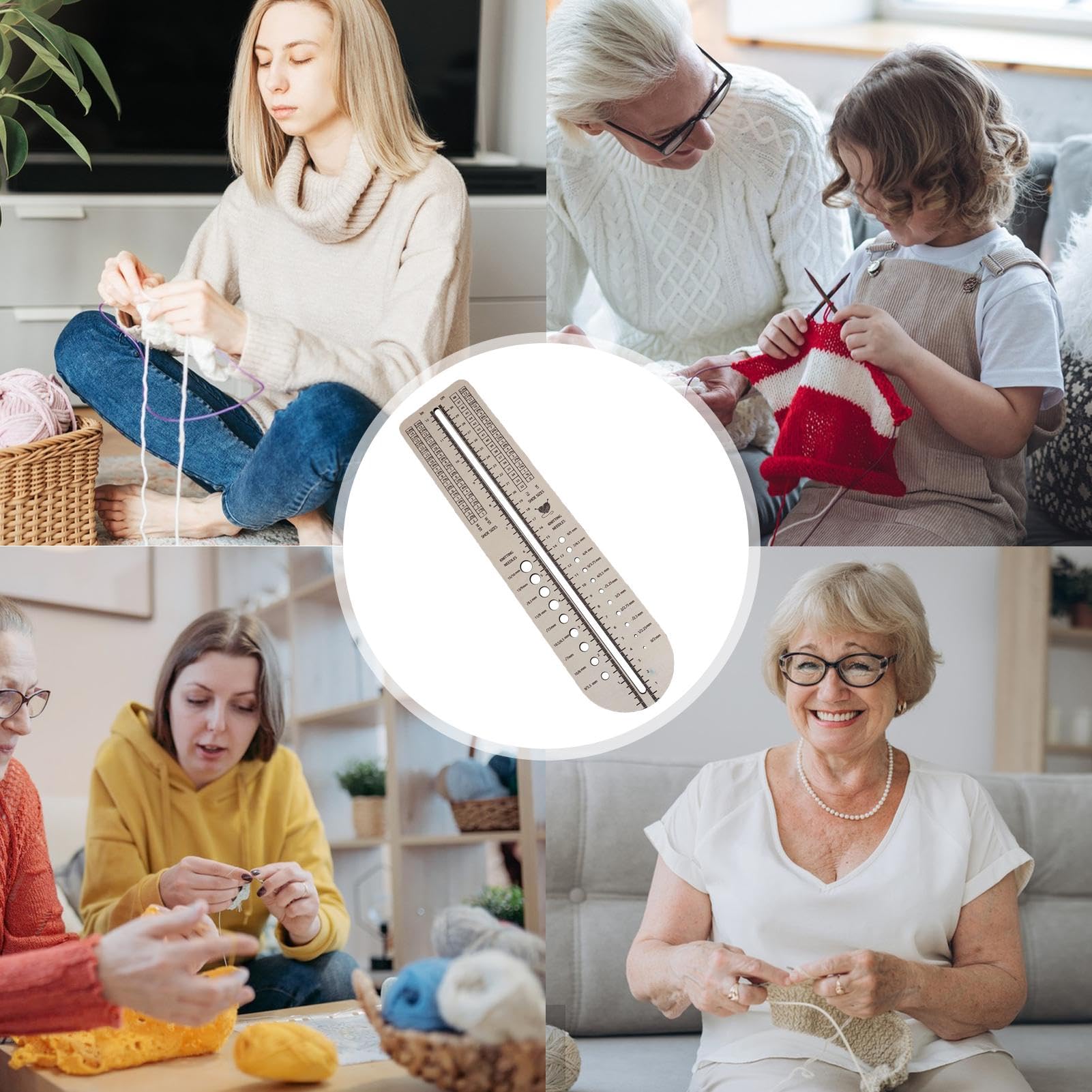 Righello Per Calzini In Legno | Misuratore Per Lavori A Maglia | 32x7.8cm Per Cucito - Foto 6