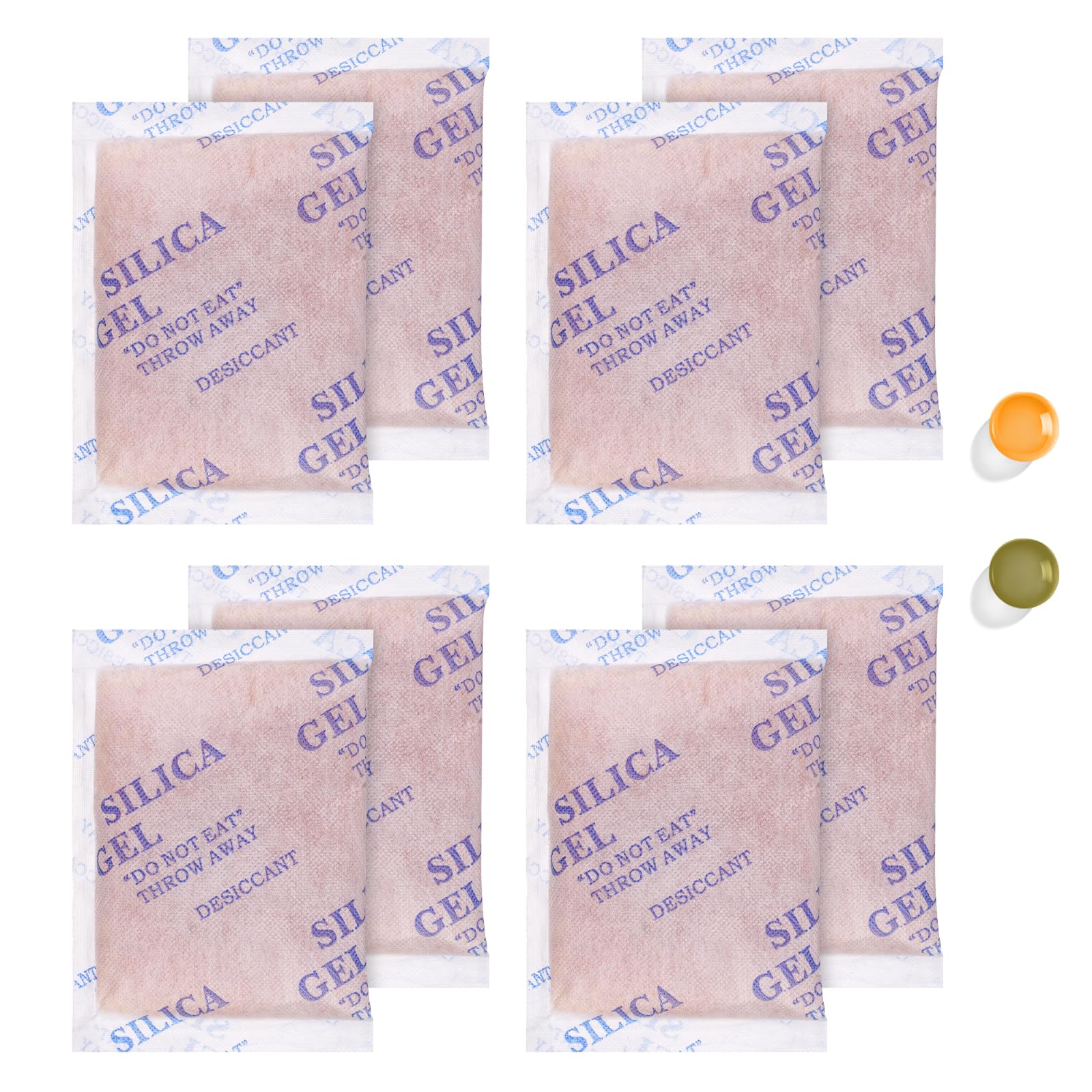 Aolso 100g (8 Bustine) di Gel di Silice Essiccante, Indicatore Essiccante da Arancione a Verde, Riutilizzabili, Gel di Silice Antiumidità per Vestiti, Armadi, Prodotti Elettronici e Gioielli ecc.