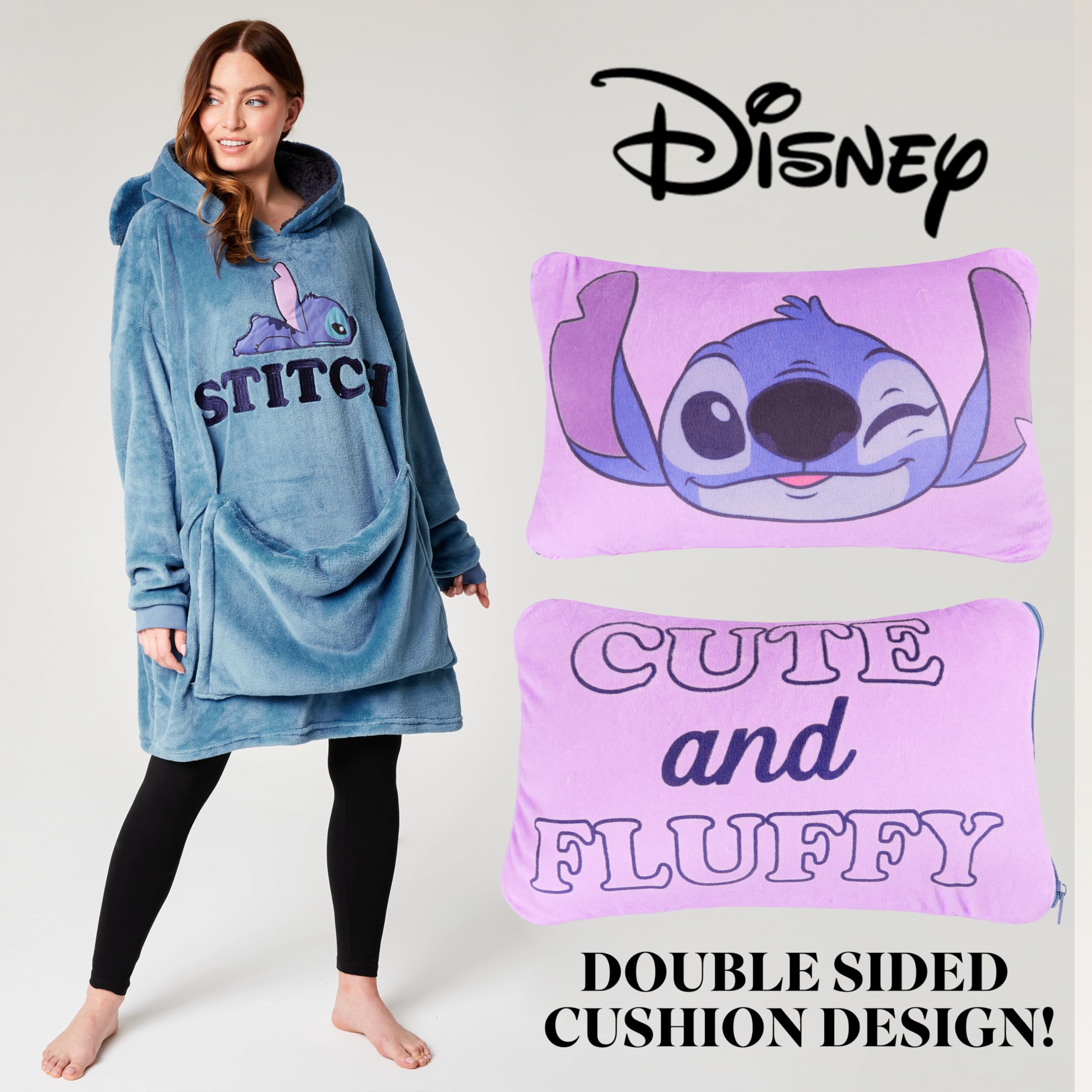 Disney Stitch Batamanta con Capucha Adultos - 2 en 1 Sudadera de Forro Polar Grande Baby Yoda - Regalos Stitch Navidad