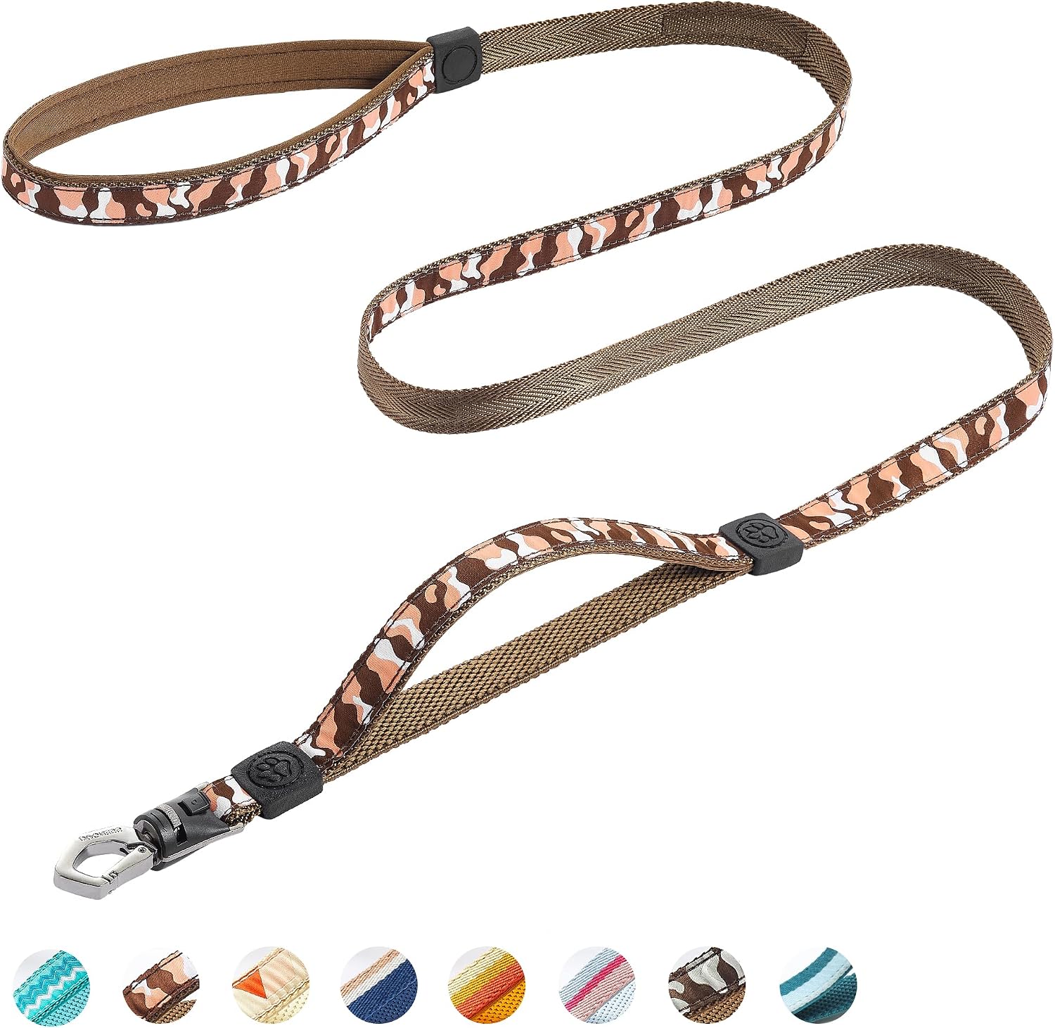 DOGNESS Dog Training Leash for French Bulldogs with Dual Padded Handle and Quick-Release Hook (5ft x 0.6 inch, S/M)