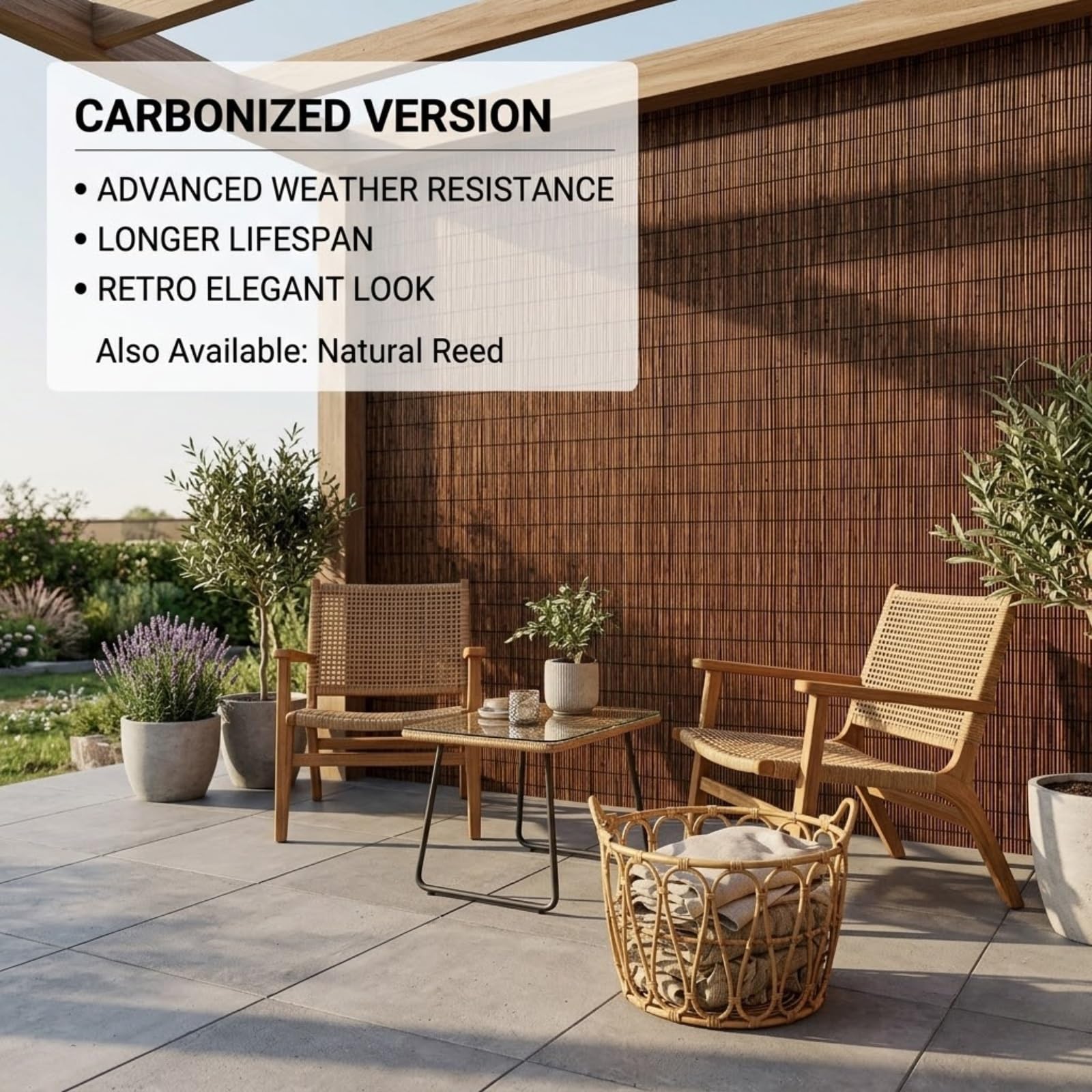 Canisse en Roseau Naturel 100x500cm Brise Vue Roseau Occultation pour Jardin Terrasse Balcon Canisse en Roseau Protection Regards et Vent Natte Naturelle Facile à Monter(Nature,122x305cm(4x10ft))