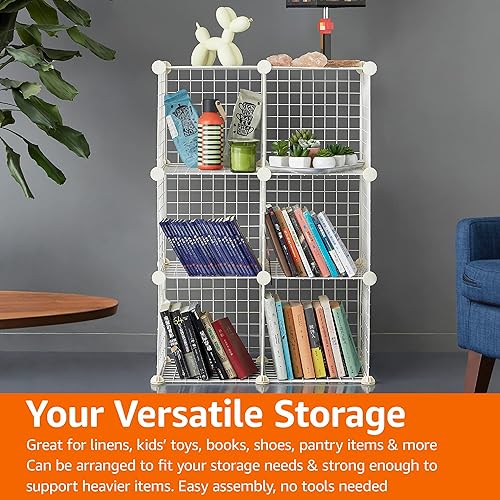 Miniatura 6 de Tienda Basics Estantes de almacenamiento apilables de rejilla de alambre de 6 cubos, 12 x 12 pulgadas, color blanco