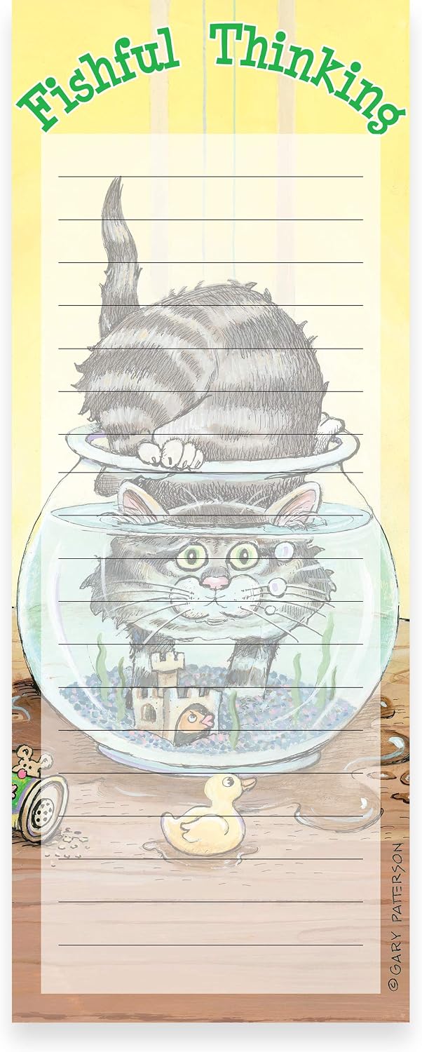 Gary Patterson Magnetic Notepad by Bright Day - Cat/Dog Grocery List Magnet Pad for Fridge - 50 Sheets Per Memo Pad, 3.5 x 9 Inches (Cat/Dog 4 Pack)