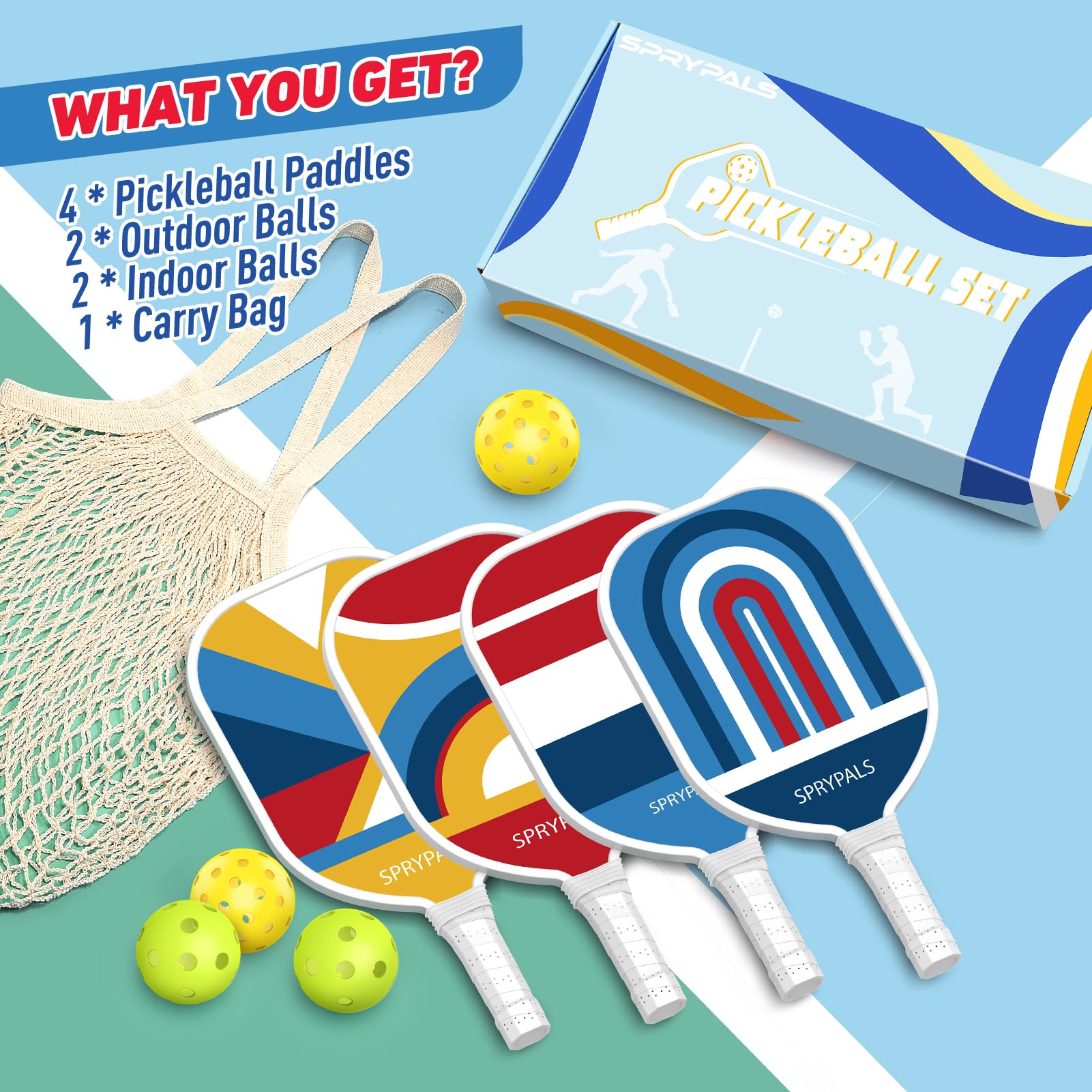 Amazon | ピックルボールパドルセット プレミアム木製ピックルボール