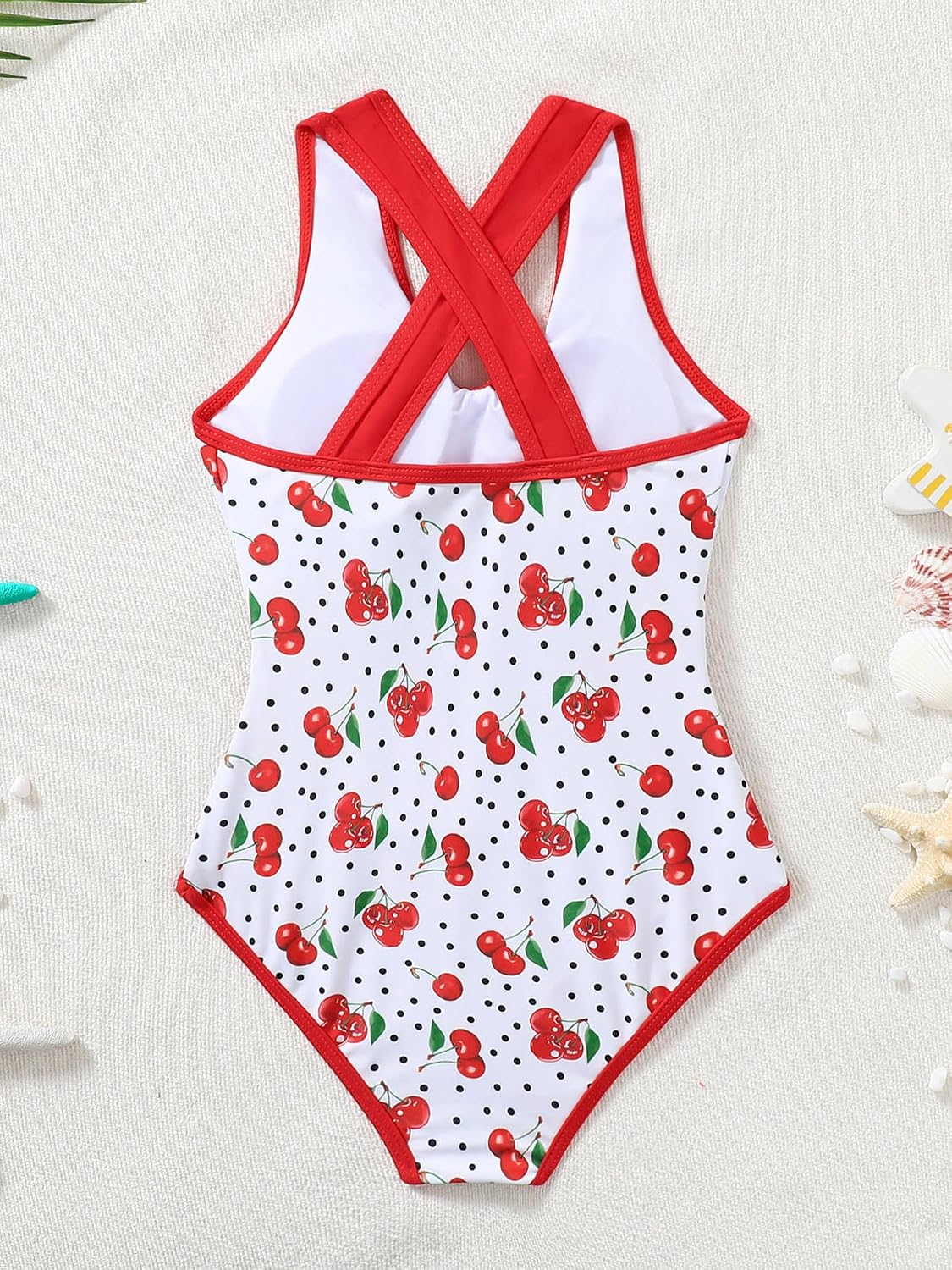 Girls One Piece Swimsuits Cute Gingham Graphic Bathing Suit Crossback Cut Out Swimwear