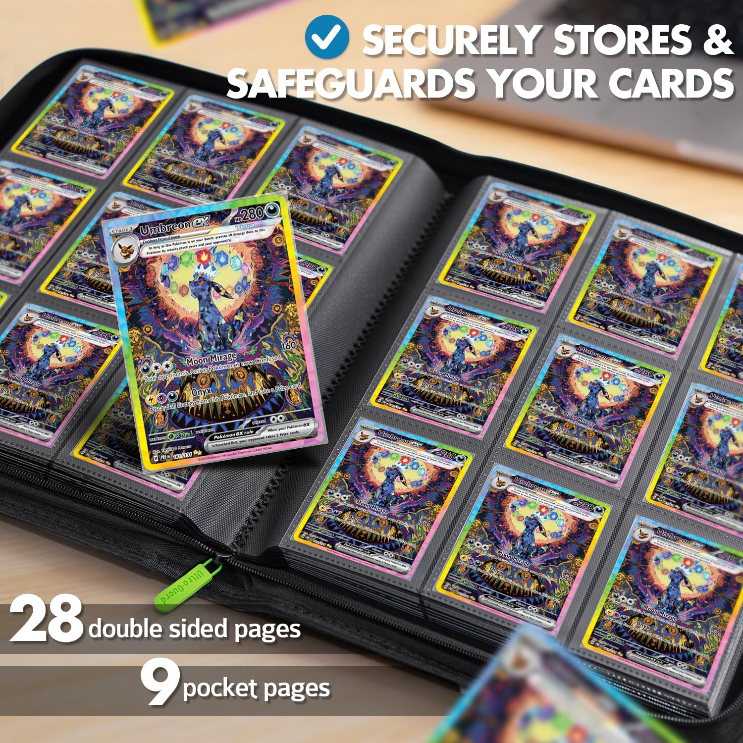 Trading Card Binder - 9 Pocket, 504 Side Loading for Pokemon