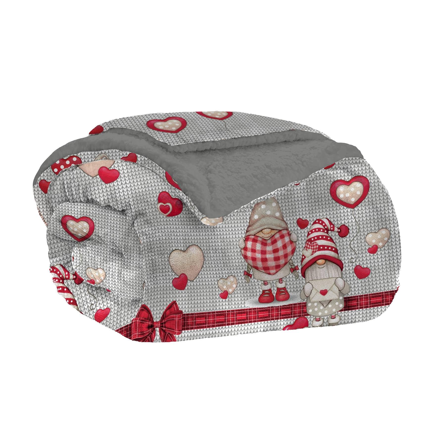 Home Tresor Coperta Plaid in Pile Invernale, Morbida e Calda, Finta Pelliccia Pelosa, Divano/Singola/Matrimoniale, Doppio Lato Flanella Sherpa - Sofà 127 * 150, Cuori di Pelouche