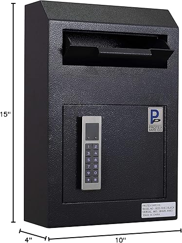 Miniatura 6 de ProtexSafe Wall Mount Drop Box (WDS-150E II), bisagra de piano, sugerencias seguras, boletas, llaves, correo, dinero, cheques de alquiler y más,