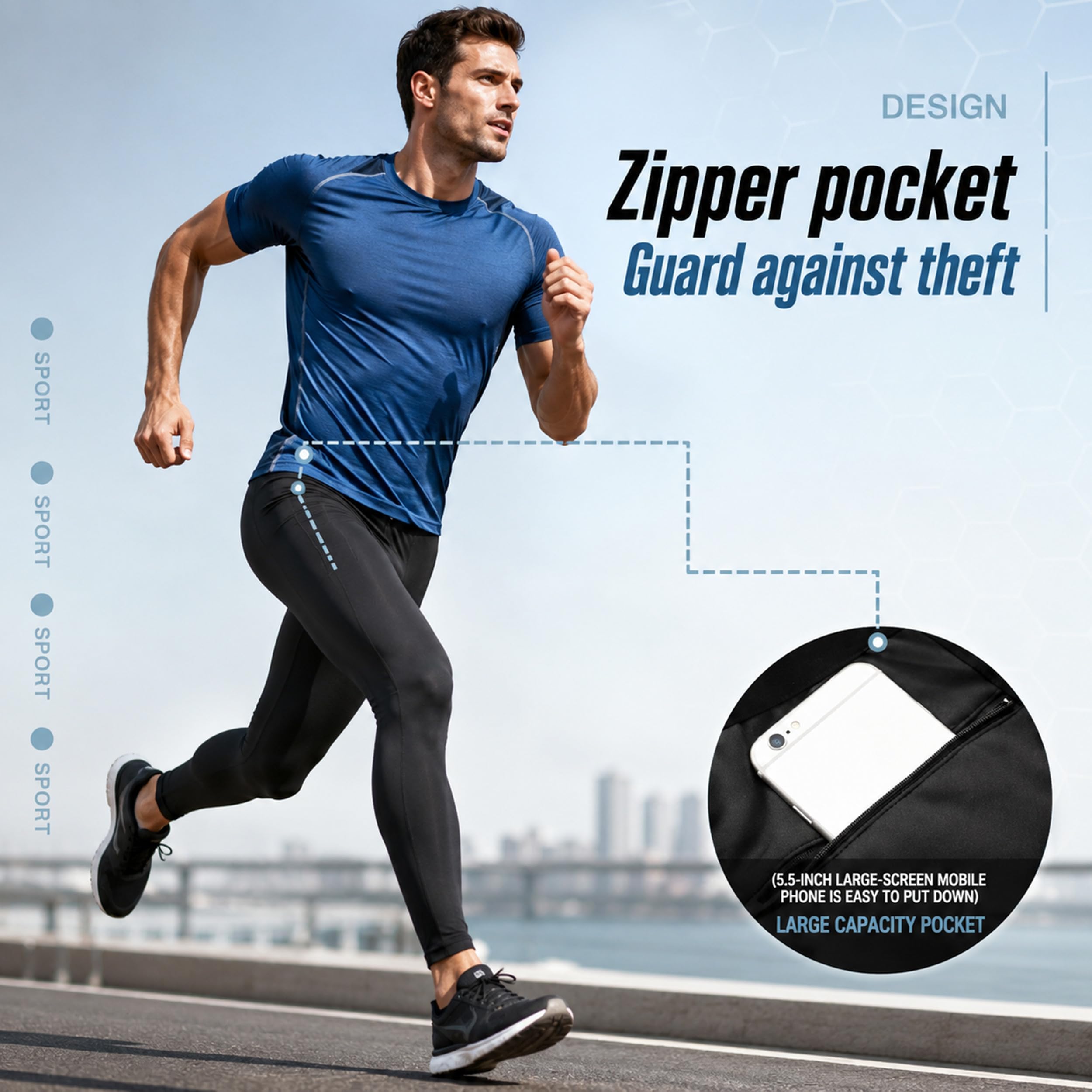 SANANG Pack de 3 Leggings de Compresión Hombre | Músculo Termorregulación for Running, Ciclismo, Gym