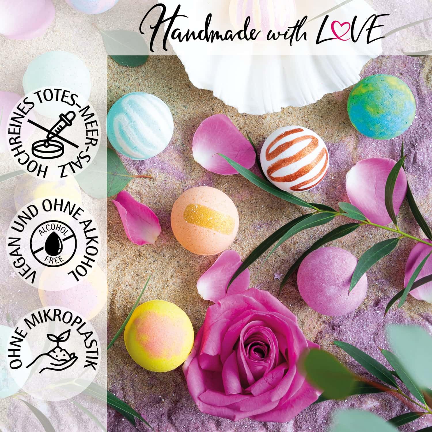 Hallingers Genuss Manufaktur Badebomben Dankeschön-Geschenk-Set - 24x Badekugeln Bath Bombs, edle Geschenkbox, Frauen Badeperlen-Wellness & Spa ""Dankeschön"", Geschenkidee für Frauen Männer