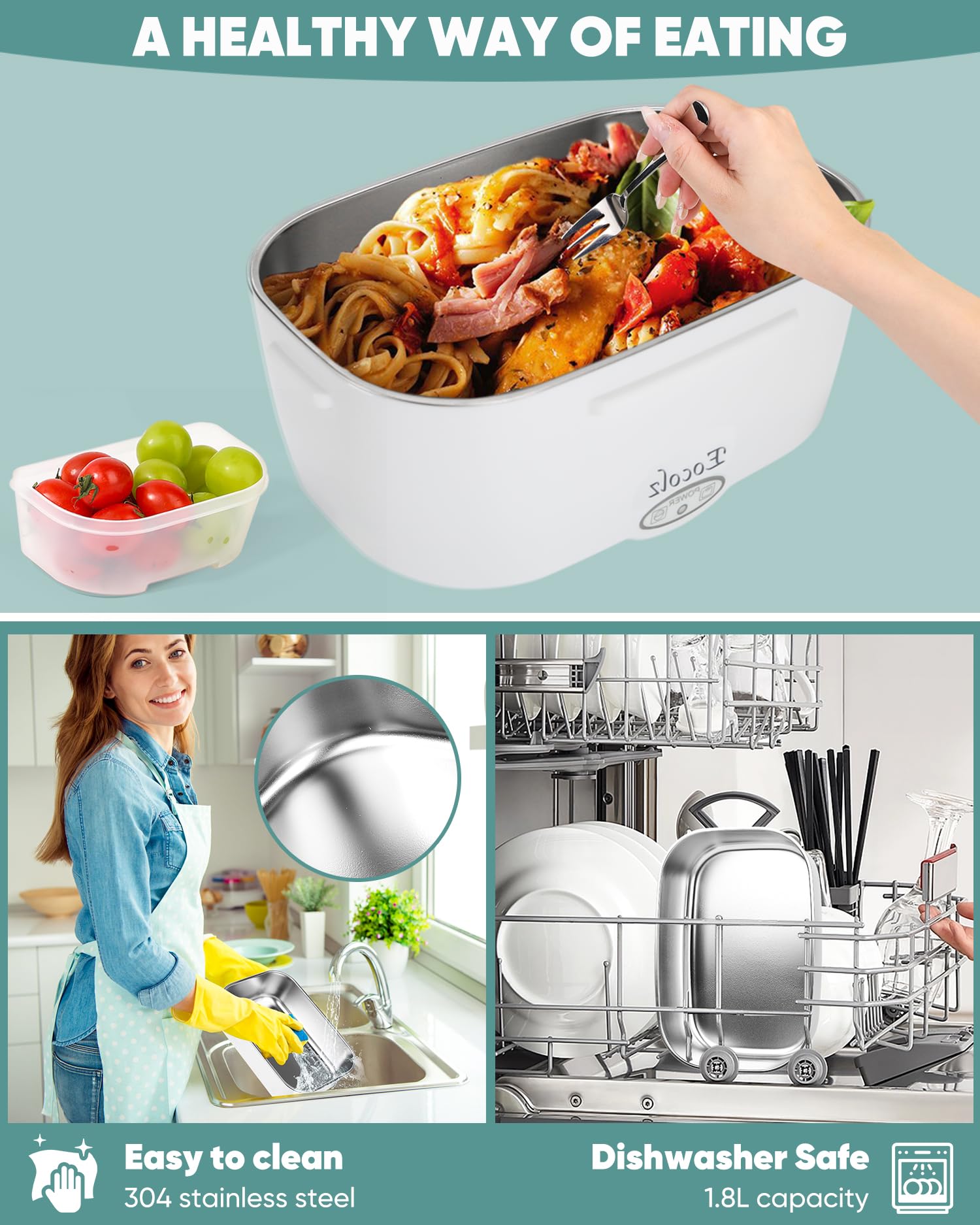 Amazon.com: Eocolz Electric Lunch Box Food Heater 60-80W for