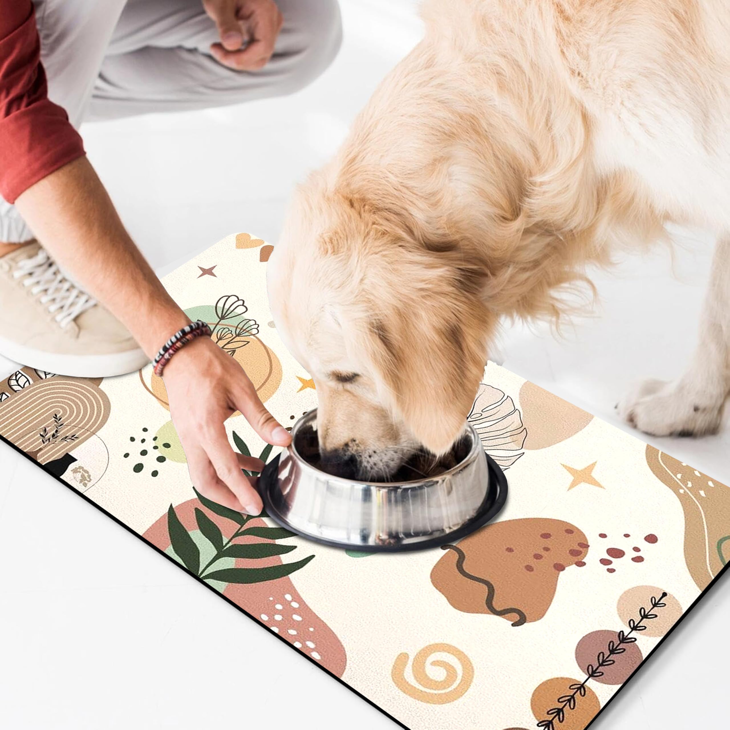 Tapis d'alimentation pour animaux de compagnie, tapis imperméable pour chien pour nourriture et eau, séchage rapide, antidérapant pour gamelles de chat