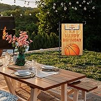 Vista 7 de INNORU Bandera de jardín de baloncesto con texto en inglés «Happy Birthday», letrero de fiesta de cumpleaños para niños y niñas, adultos, fiesta
