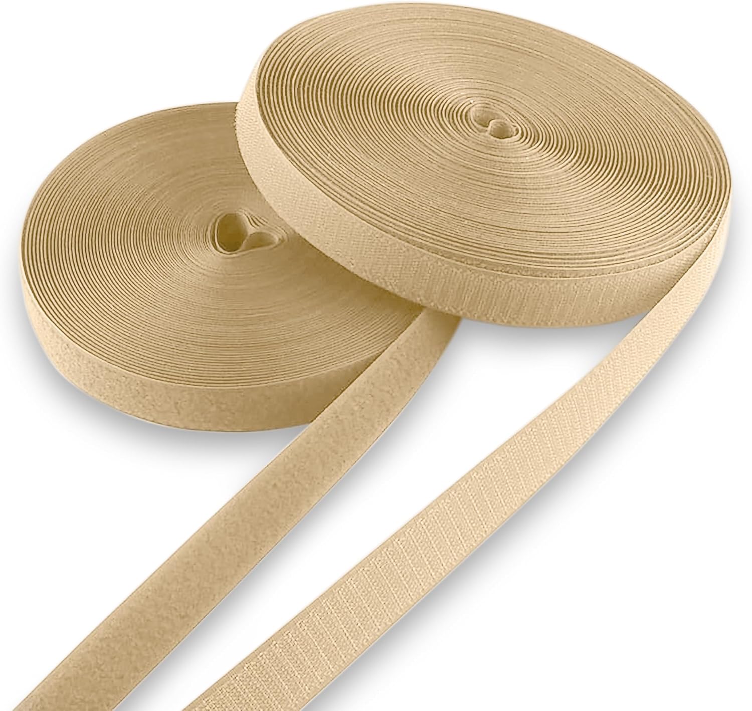 1 Inch Beige Hook and Loop Tape 27 Yards Sew on Non-Adhesive Nylon Heavy Duty Strips Fabric Roll Fastener Set Ideal for Military Form Bags Clothes Shoes Backpacks Home Office School Craft DIY