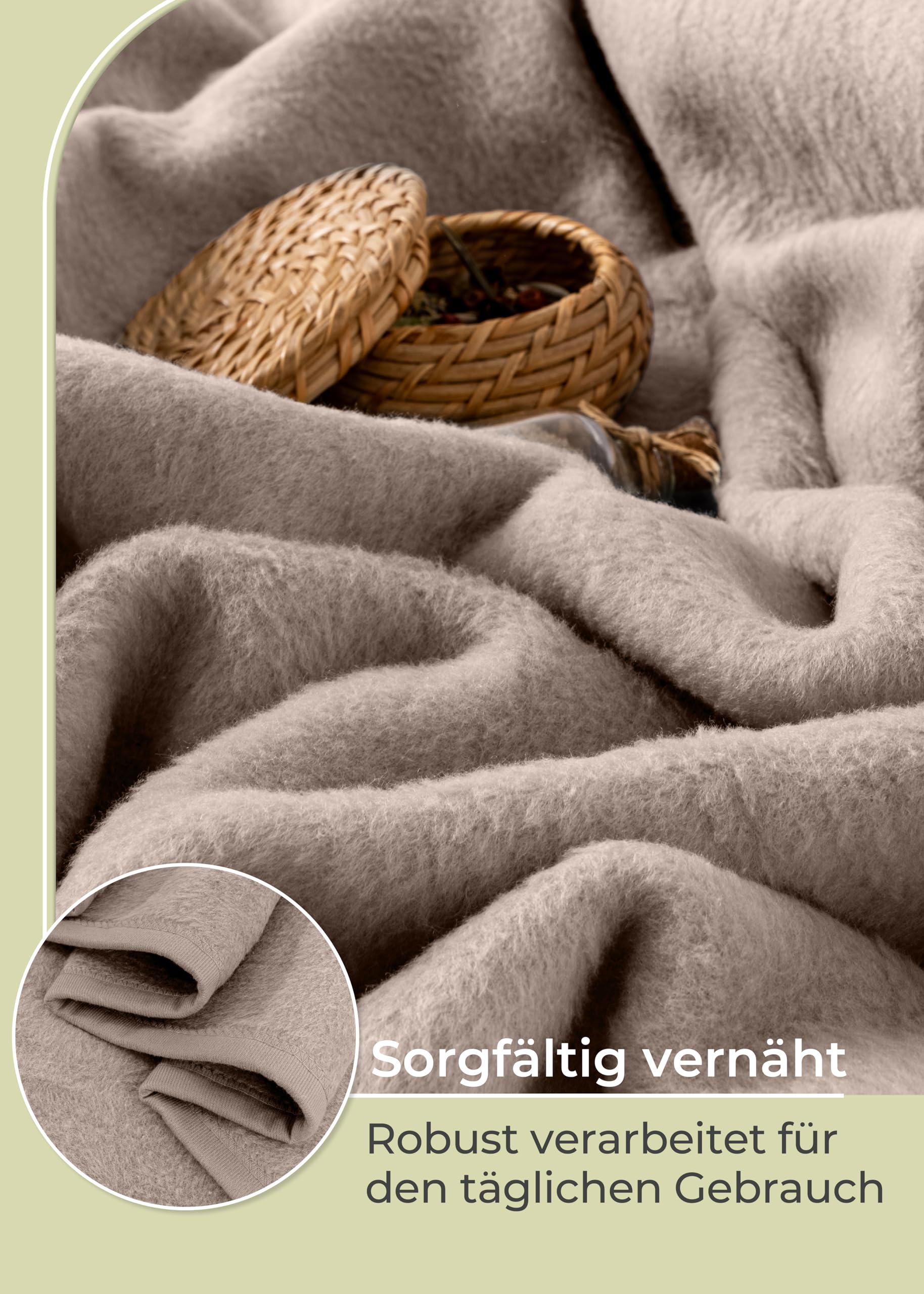 LAYNENBURG Premium Baumwolldecke 150x200 cm - Oeko-TEX 100 - Baumwollmix Kuscheldecke - Decke als Wohndecke, Sofa-Decke & Couchdecke - Wolldecke kuschelig-warm aus Baumwolle (Taupe)